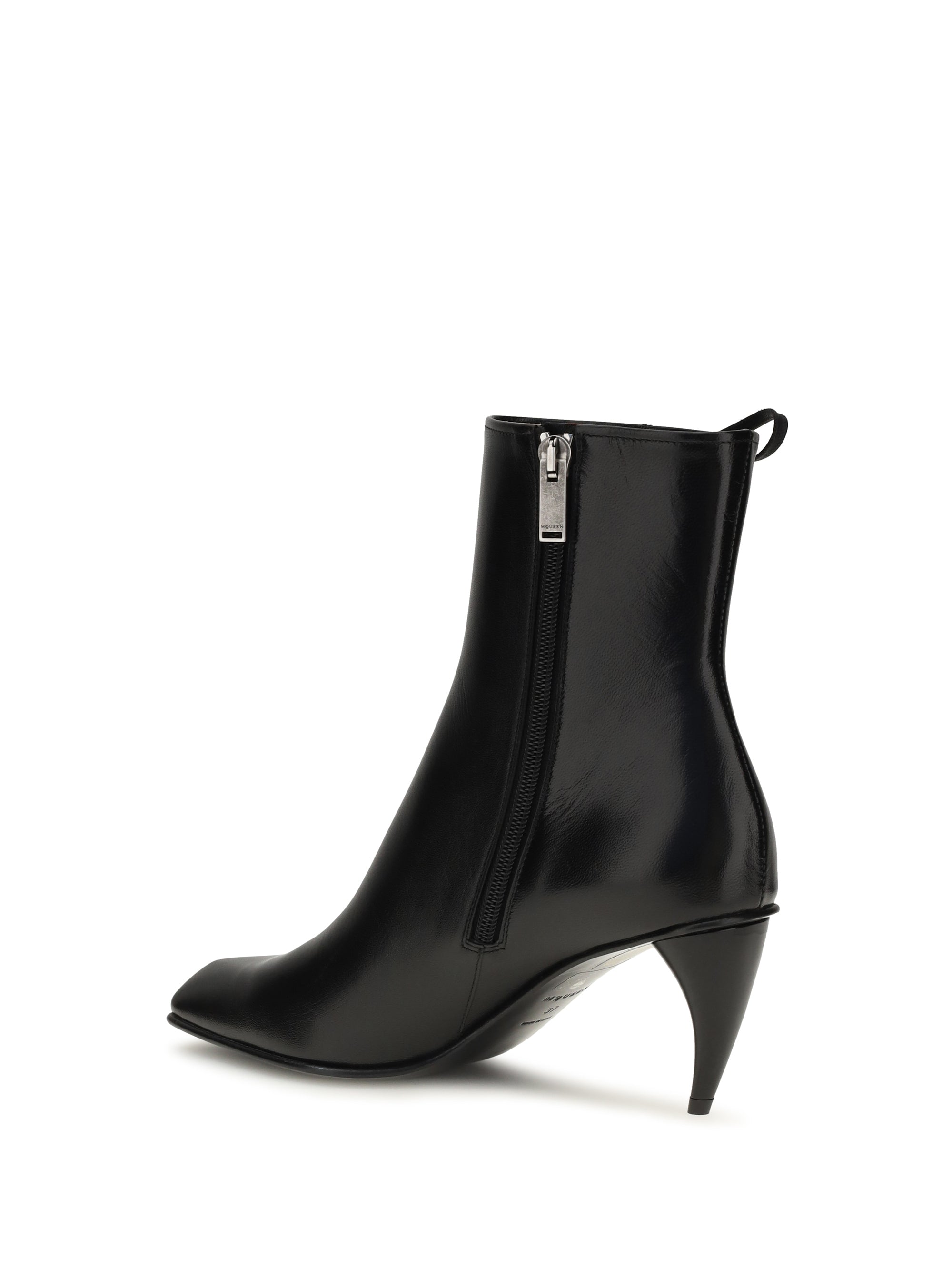 Alexander Mcqueen Women Curved-Heel Ankle Boots With Side Lacing
