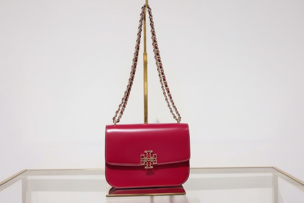 NWT Tory Burch Britten Smooth Small Adjustable Leather Shoulder/ Crossbody Bag In Red