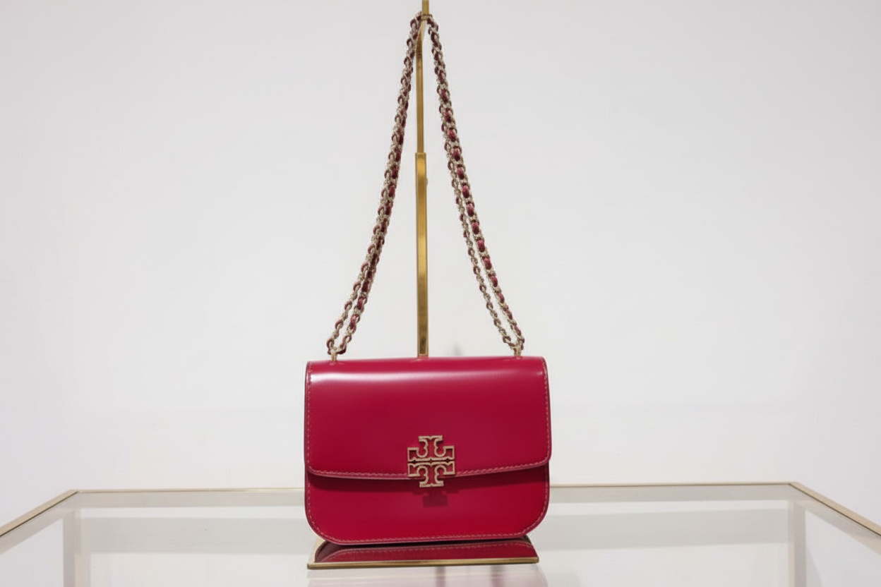 NWT Tory Burch Britten Smooth Small Adjustable Leather Shoulder/ Crossbody Bag In Red