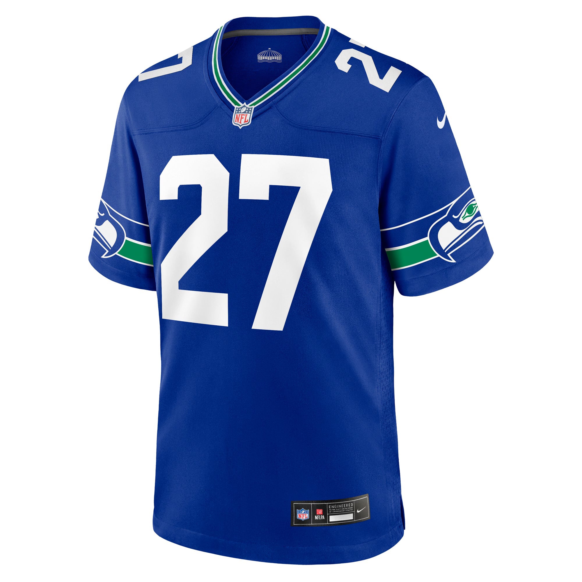 Seattle Seahawks Tariq Woolen Royal Throwback Player Game Jersey