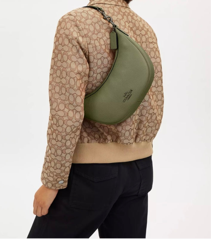 NWT Coach Aria Shoulder Leather Handbag In Military Green