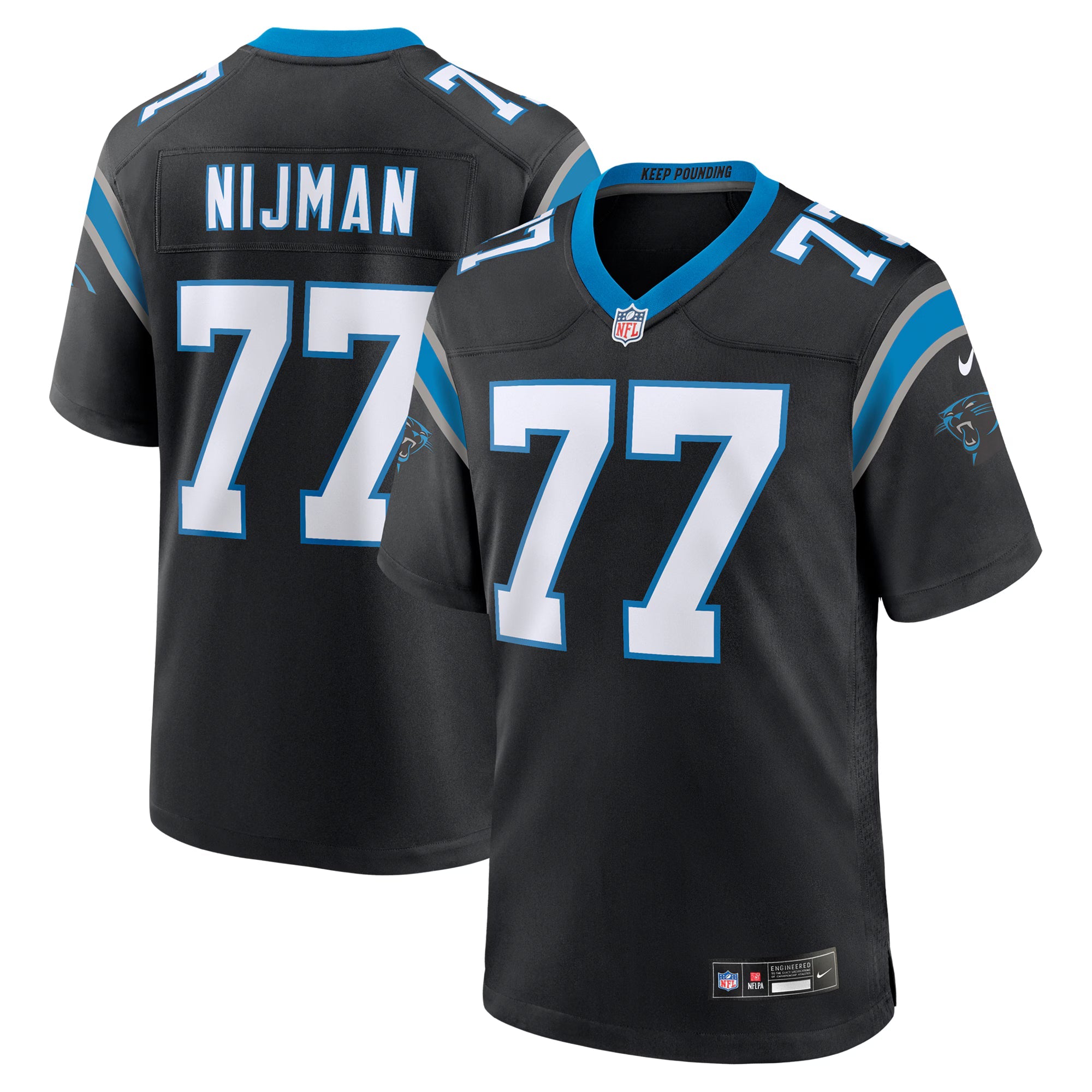 Carolina Panthers Yosh Nijman Black Game Jersey