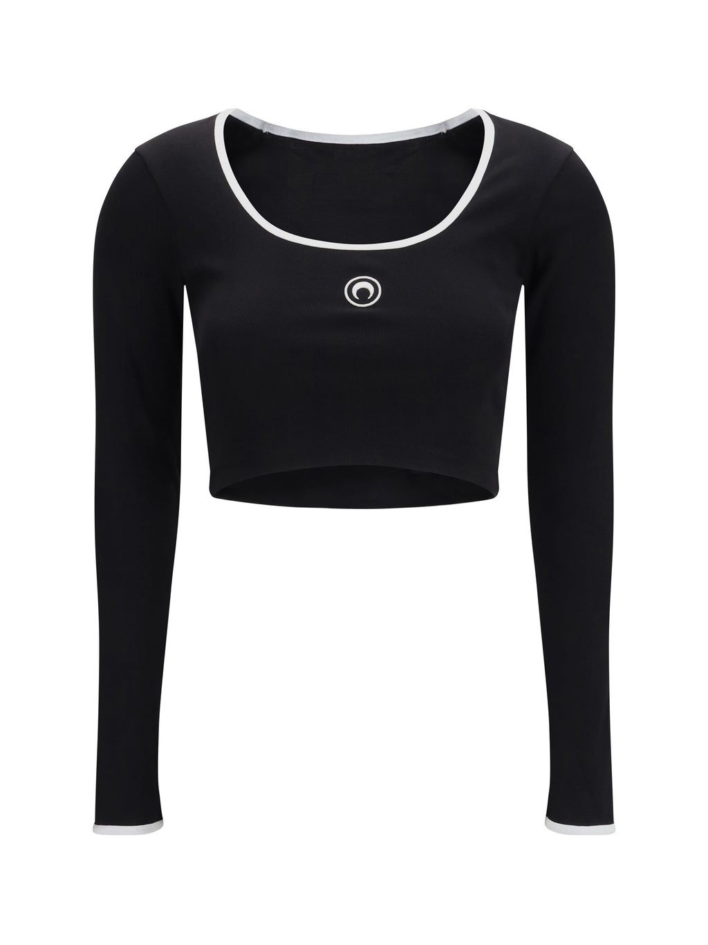 Marine Serre Women Moon Logo Bicolor Jersey Roundneck T-Shirt