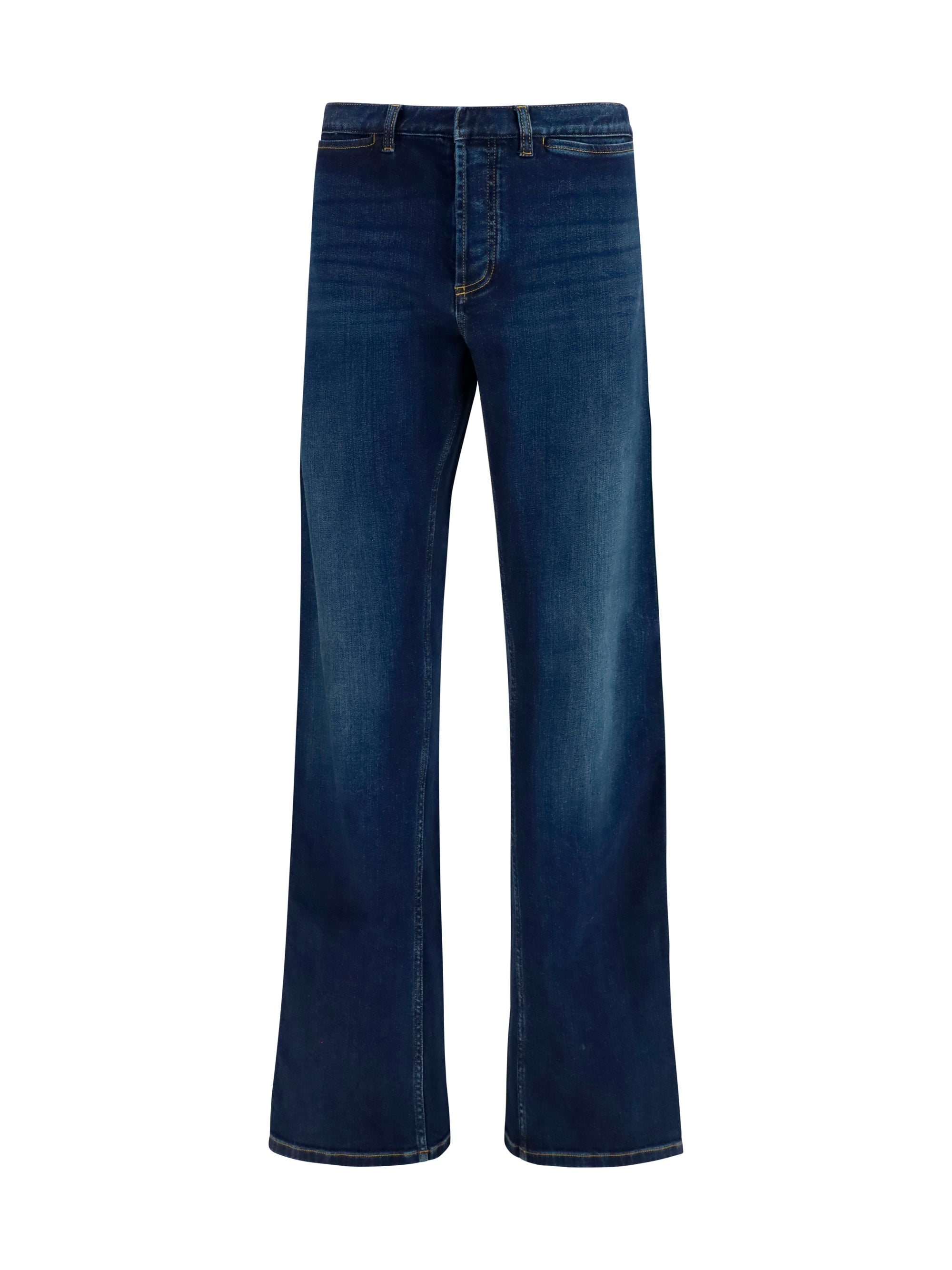 Gucci Men Cotton Jeans With Web Stripe
