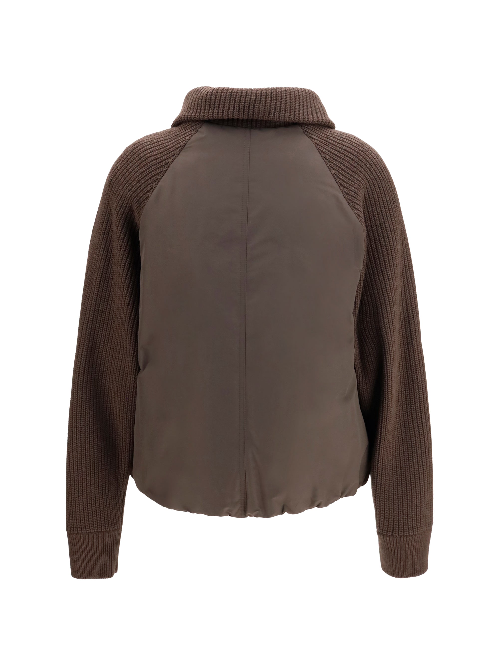 Brunello Cucinelli Women Down Jacket With Wool Sleeves