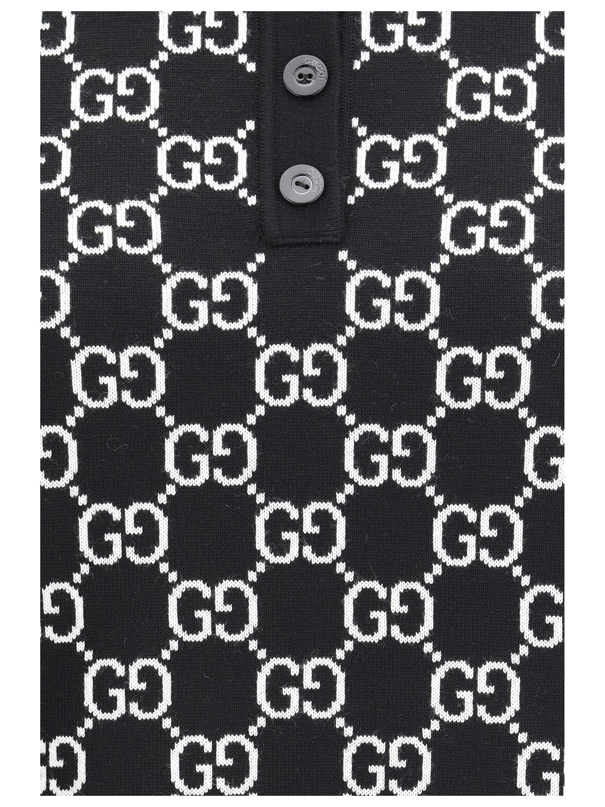 Gucci Women Gg Wool Jacquard Polo Top