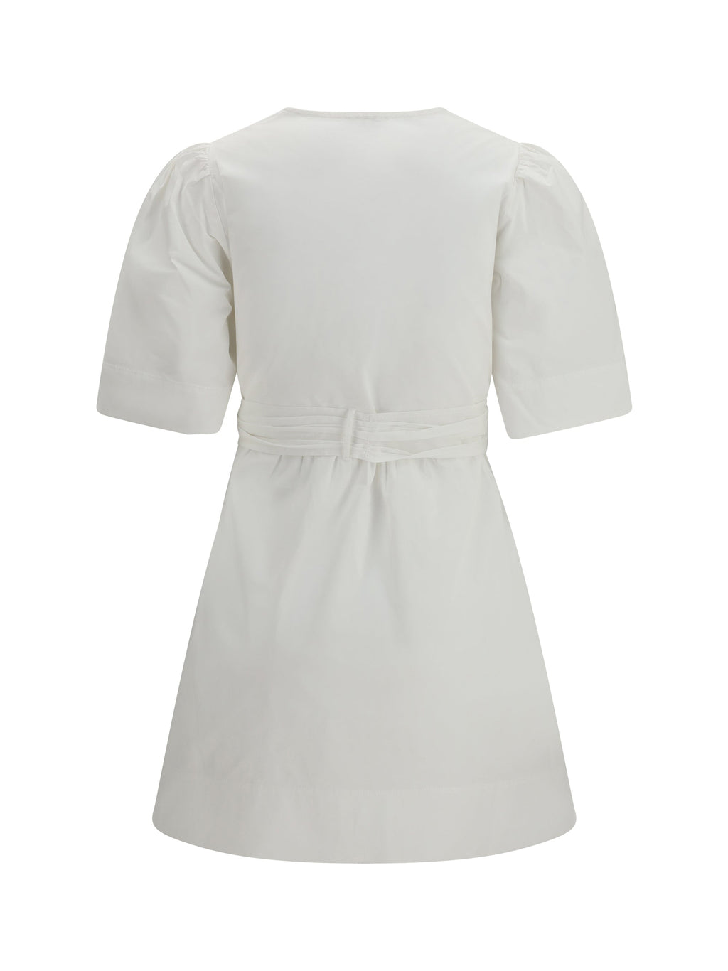 Ganni Women Mini Dress With A Deep V-Neckline And Front Tie Bands