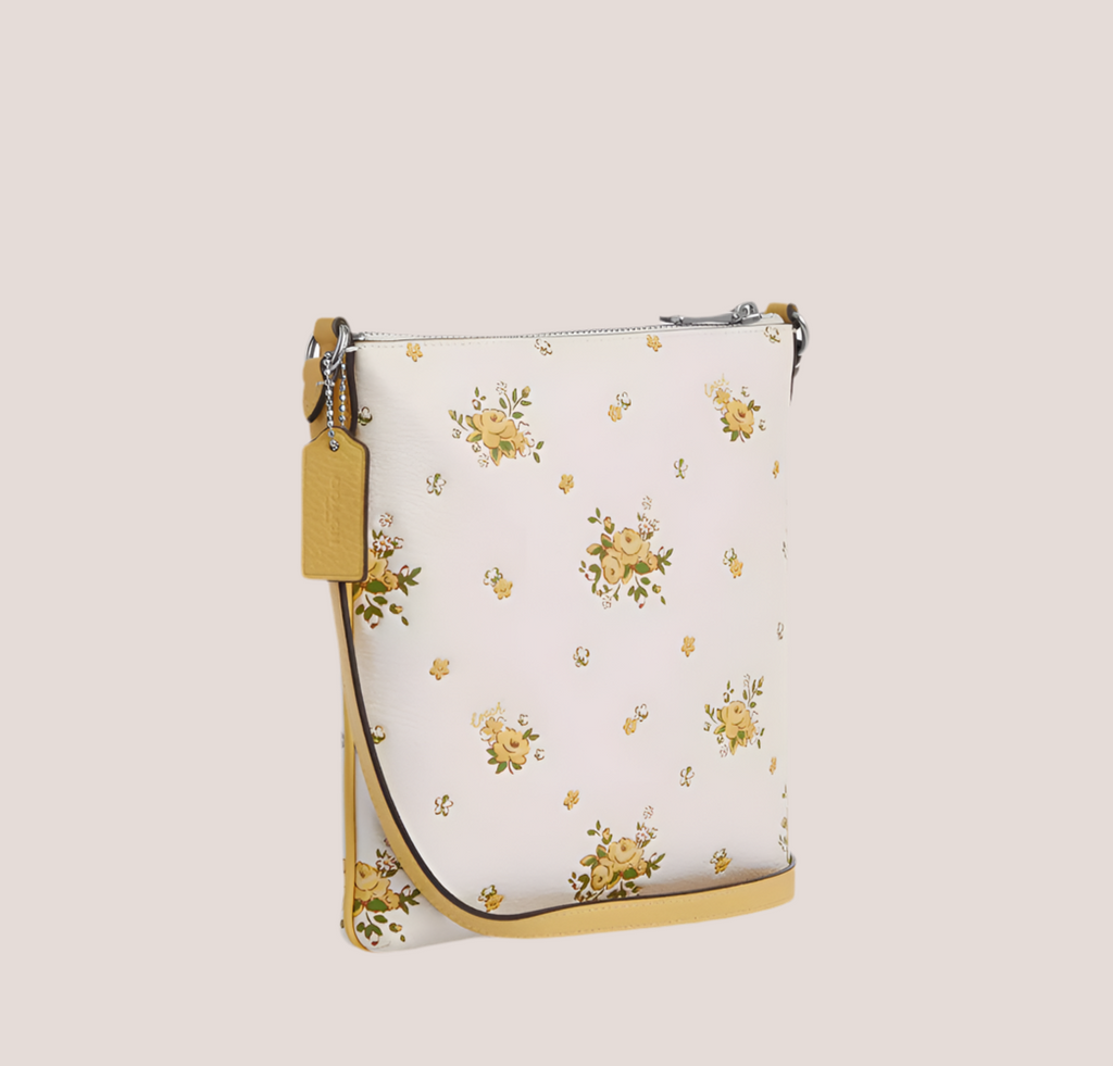 NWT Coach Mini Rowan Leather File Bag With Floral Print