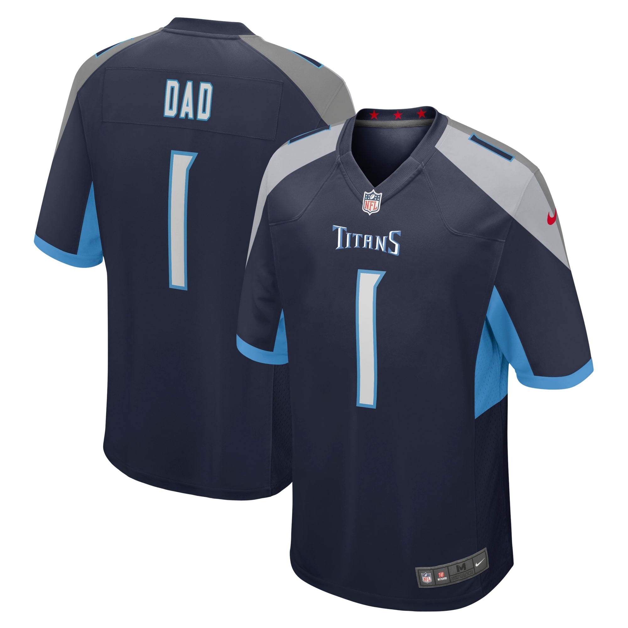 Tennessee Titans Number 1 Dad Navy Game Jersey