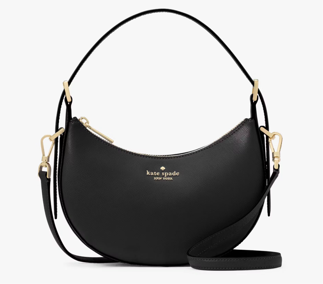 NWT Kate Spade Leather Nova Crescent Shoulder Bag In Black