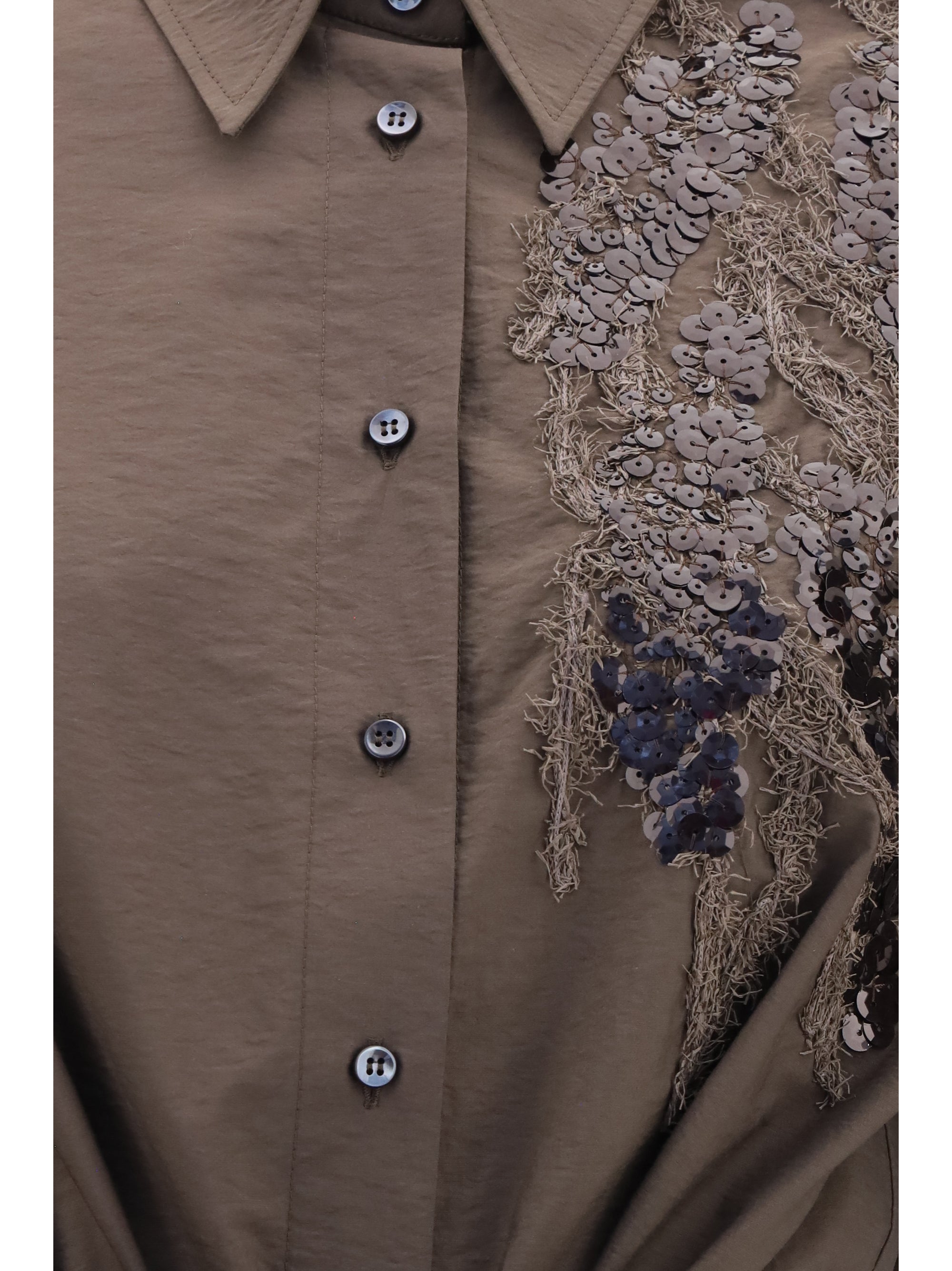 Brunello Cucinelli Women Sequined Shirt Dress With Belt