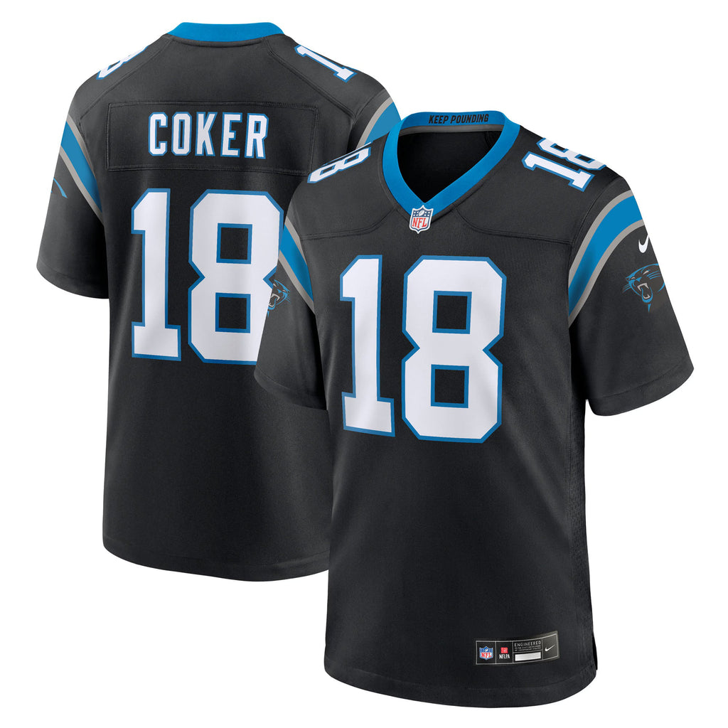 Carolina Panthers Jalen Coker Black Team Game Jersey