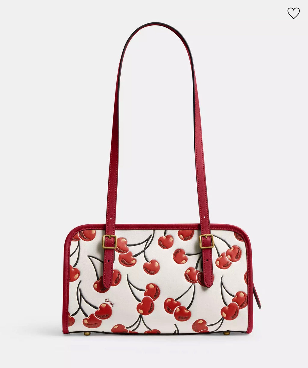 NWT Coach Leather Swing Zip Bag With Cherry Print