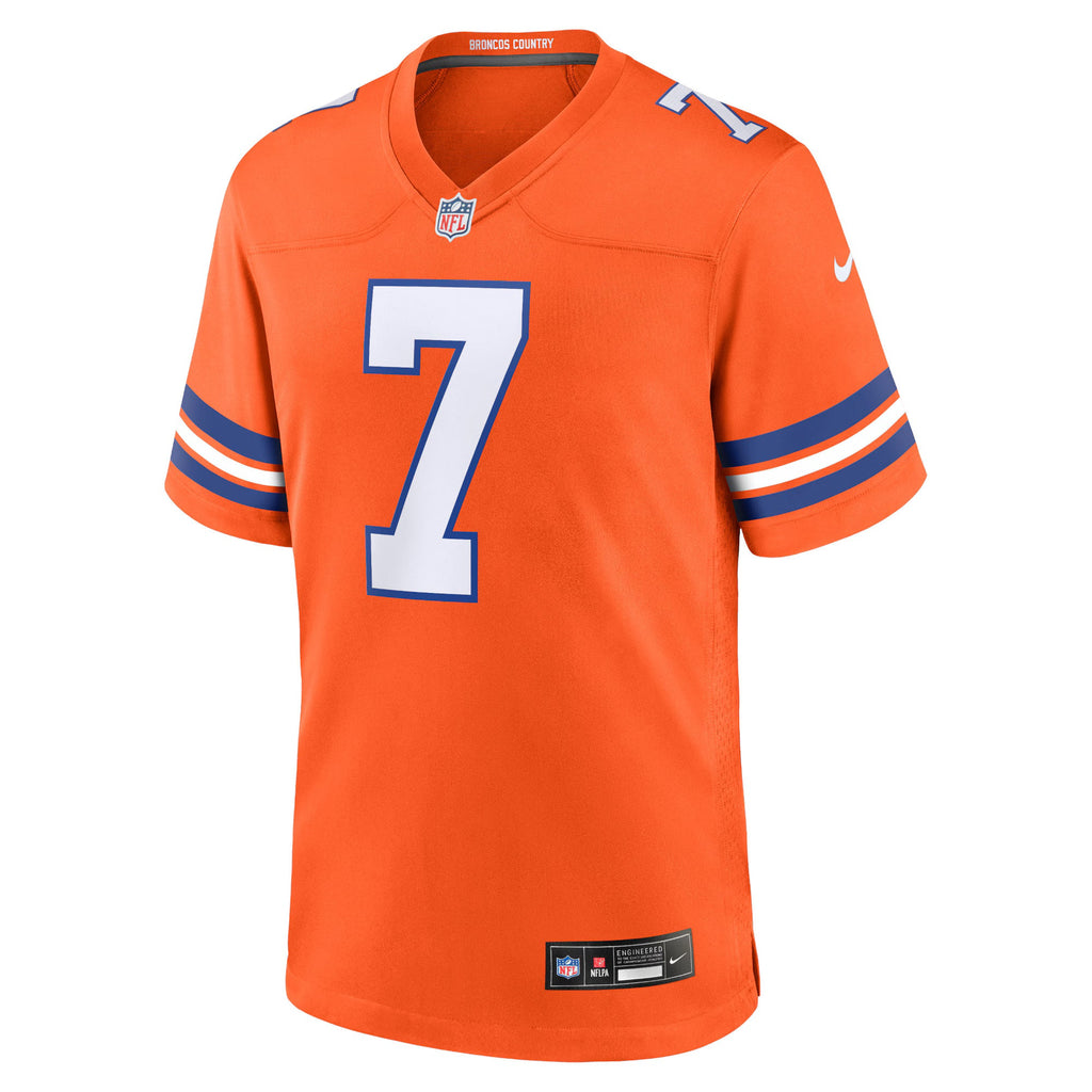 Denver Broncos John Elway Orange Mile High Collection 1977 Throwback Retired Player Game Jersey