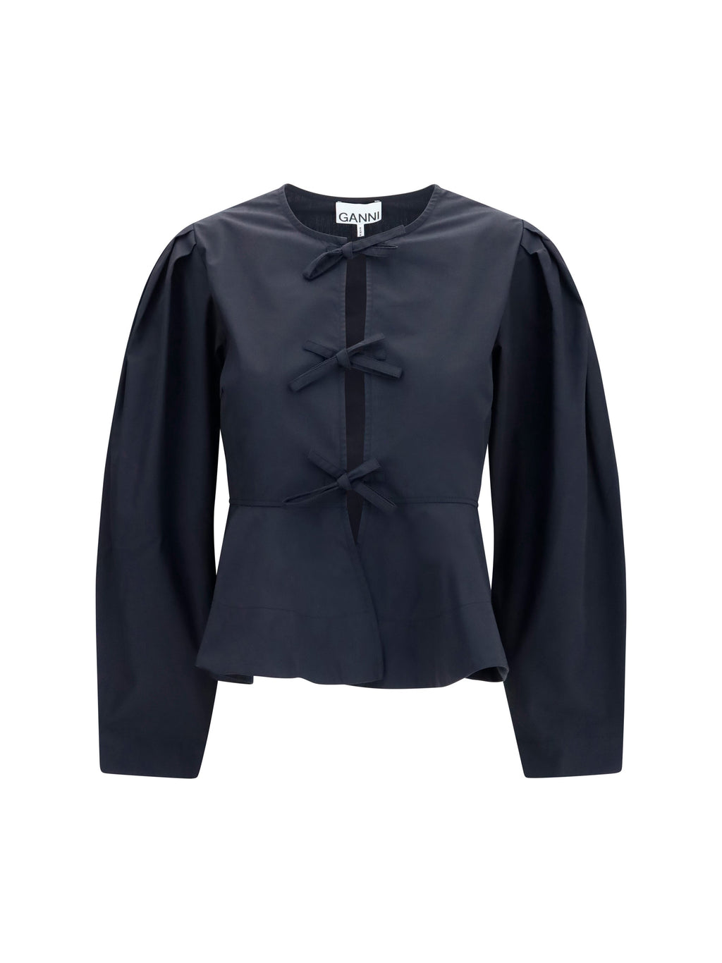 Ganni Women Cotton Poplin Blouse With Bows