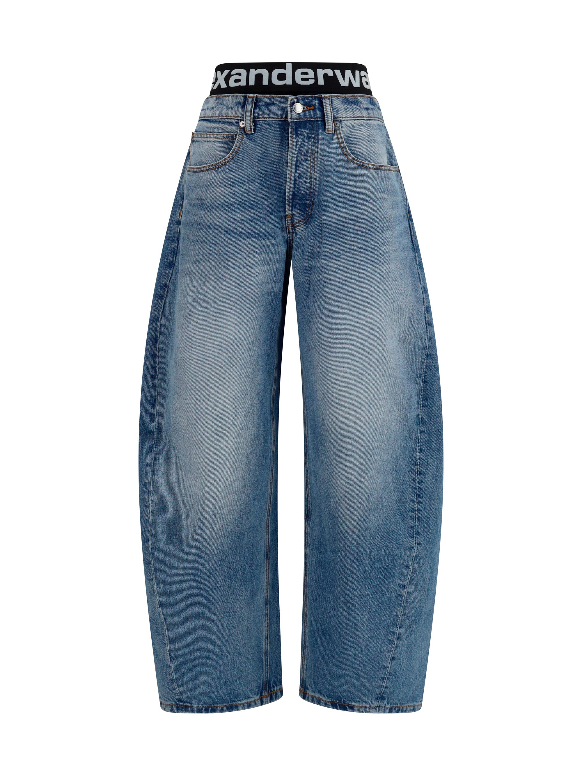 Alexander Wang Women Layered Belt Logo-Waist Jeans