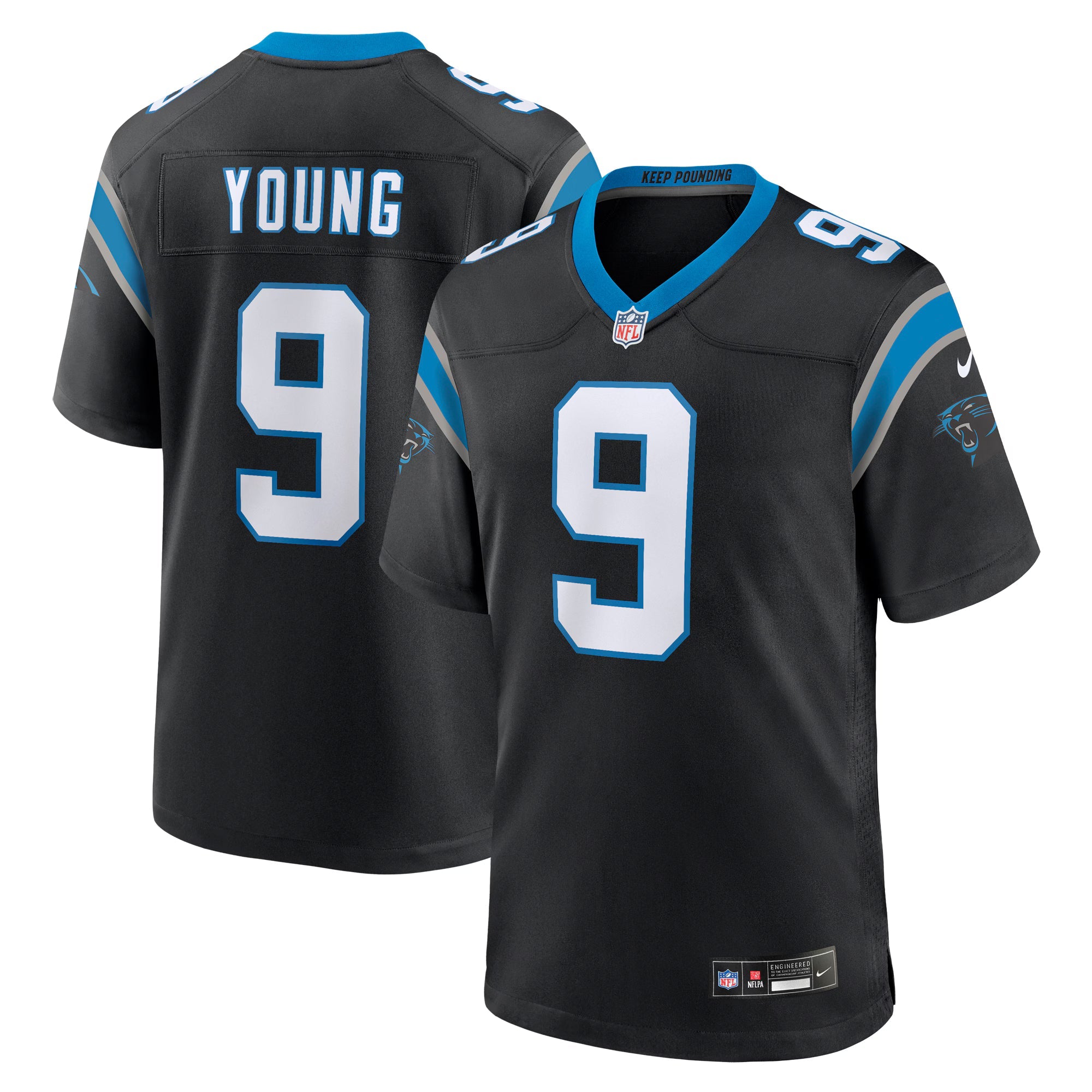Carolina Panthers Bryce Young Black Team Game Jersey