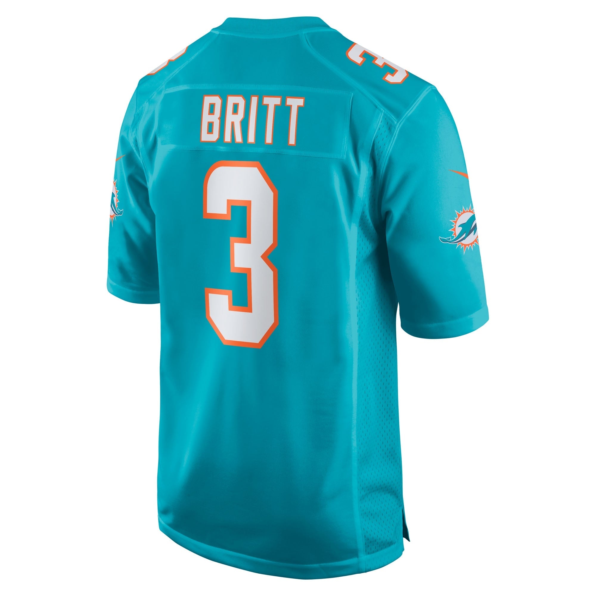 Miami Dolphins K.J. Britt Aqua Team Game Jersey