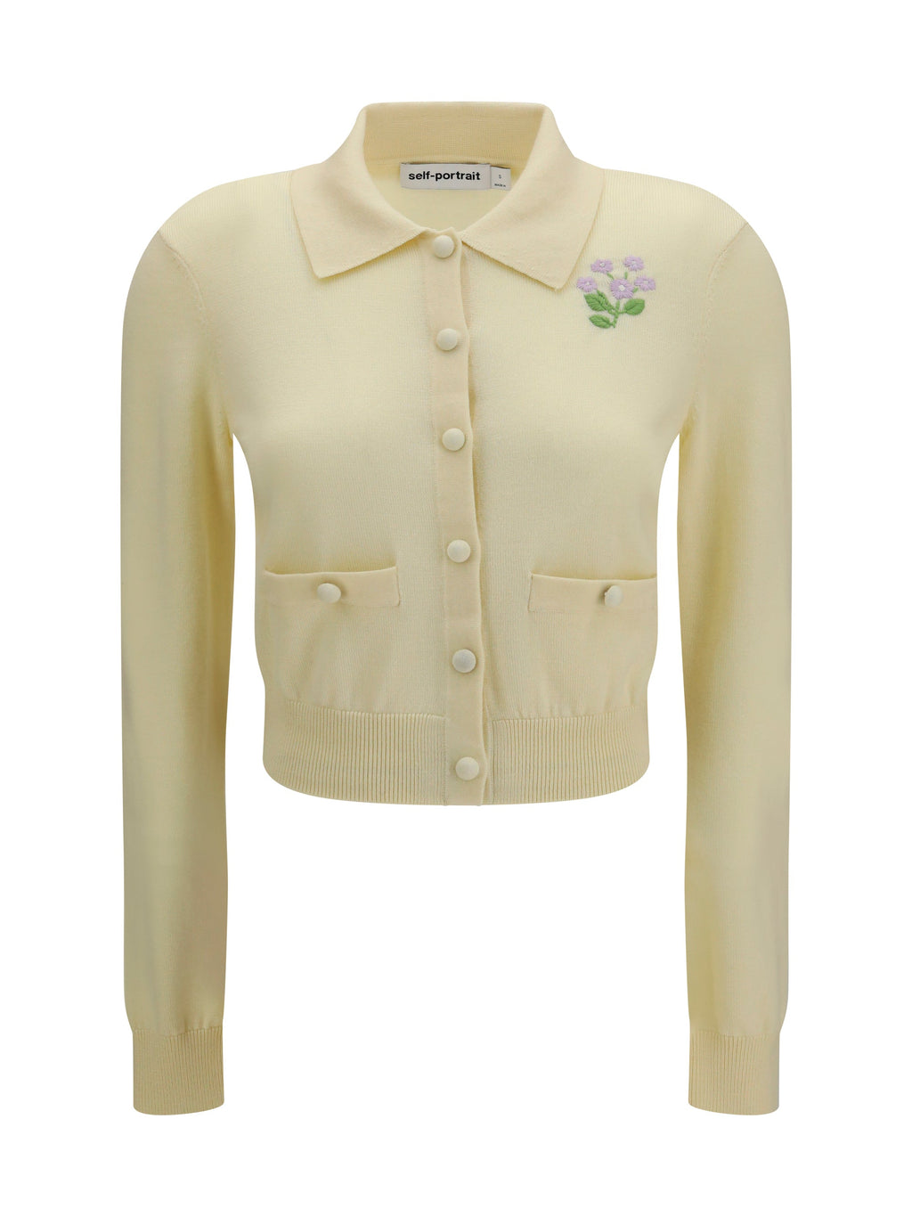 Self-Portrait Women Floral Embroidered Knit Cardigan