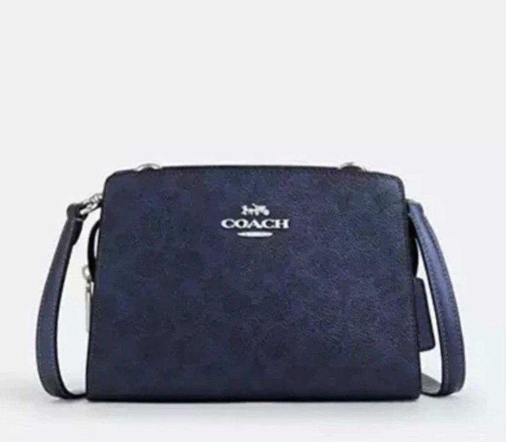 NWT Coach Gia Crossbody Bag In Signature Canvas In Metallic Navy