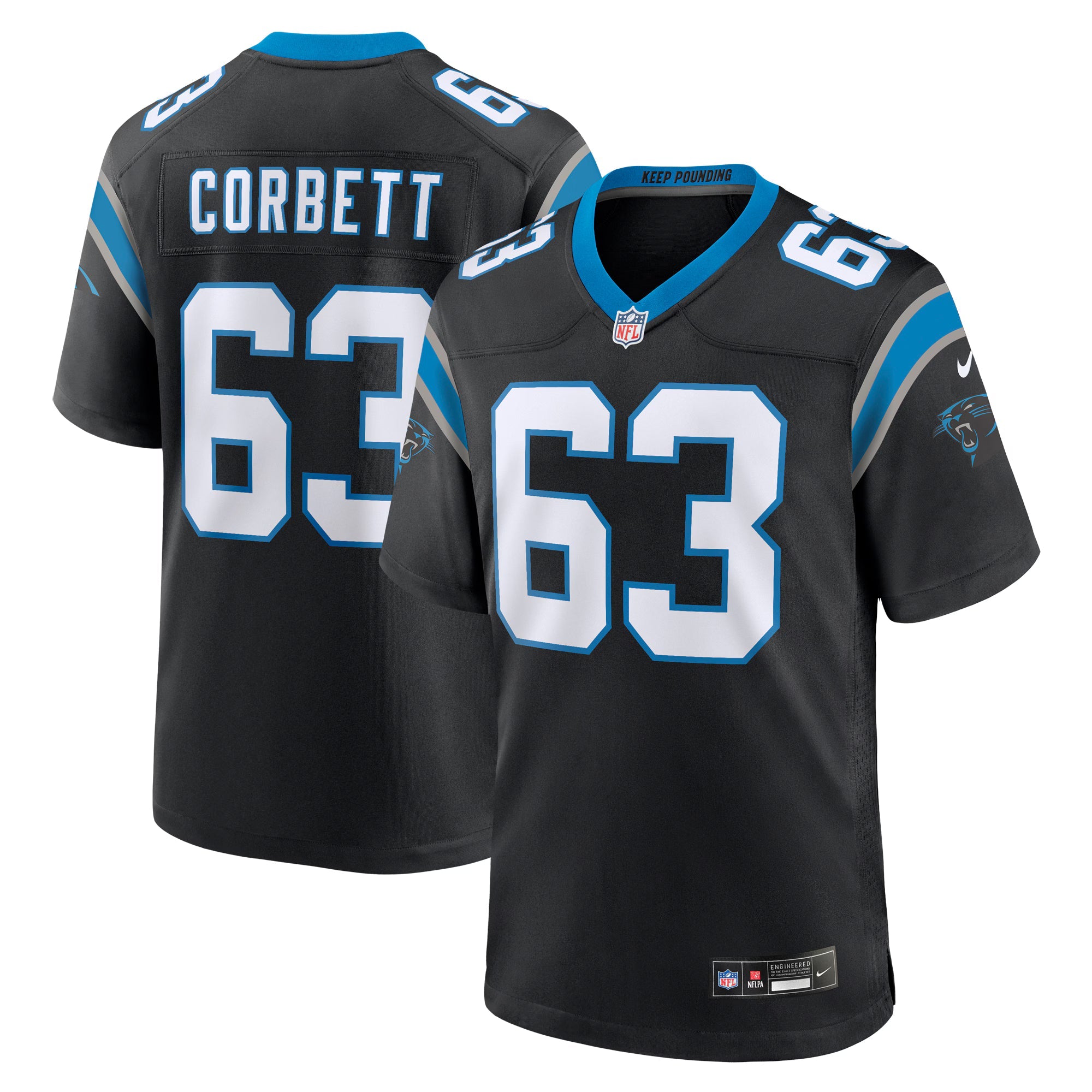 Carolina Panthers Austin Corbett Black Team Game Jersey