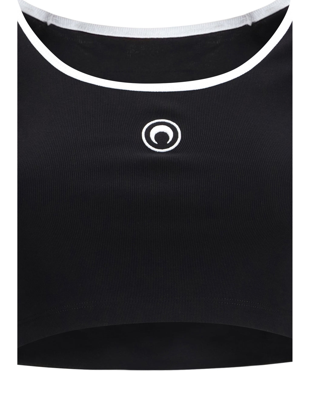 Marine Serre Women Moon Logo Bicolor Jersey Roundneck T-Shirt