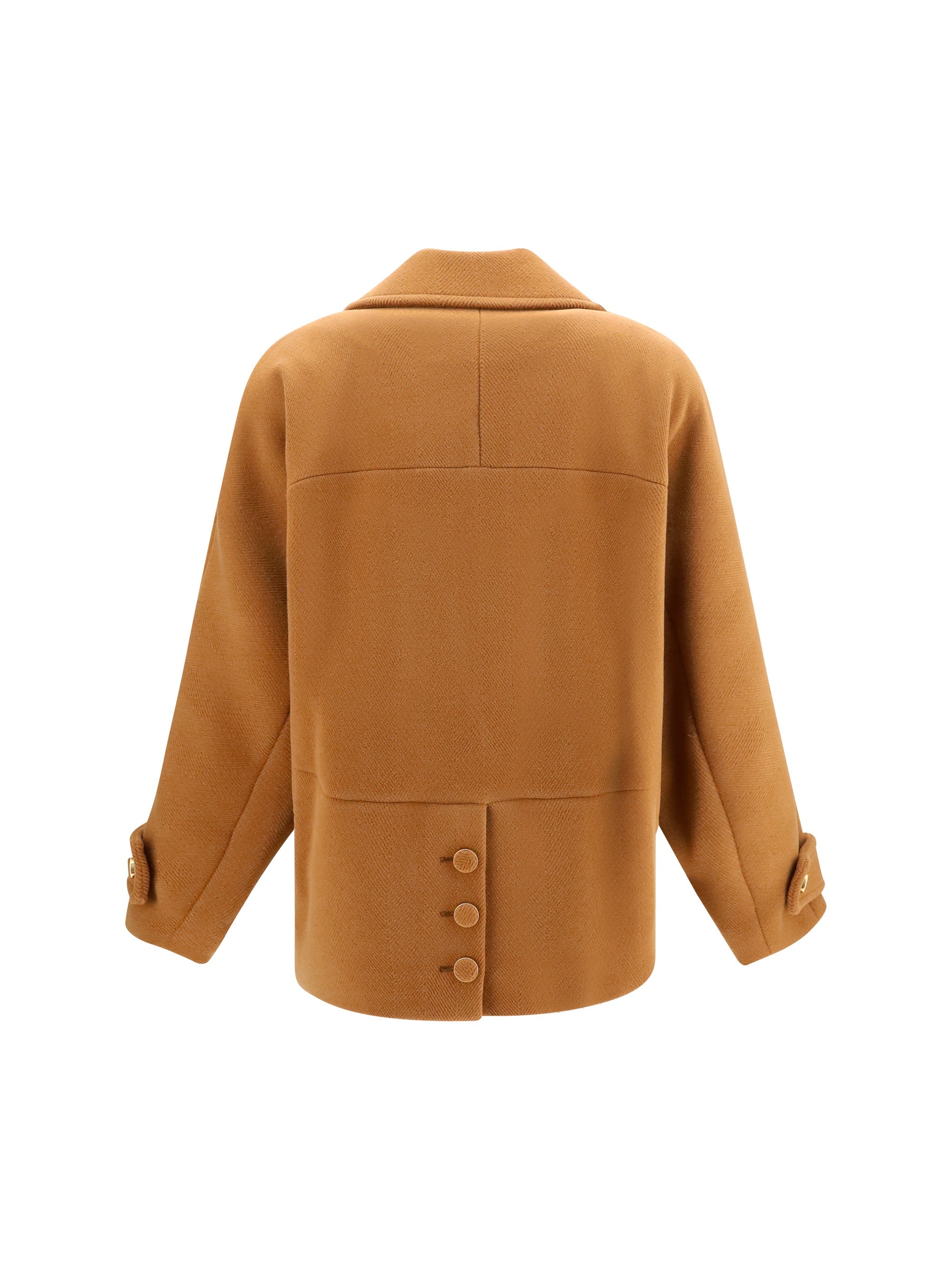 Chloé Women Double-Breasted Herringbone Wool Short Coat