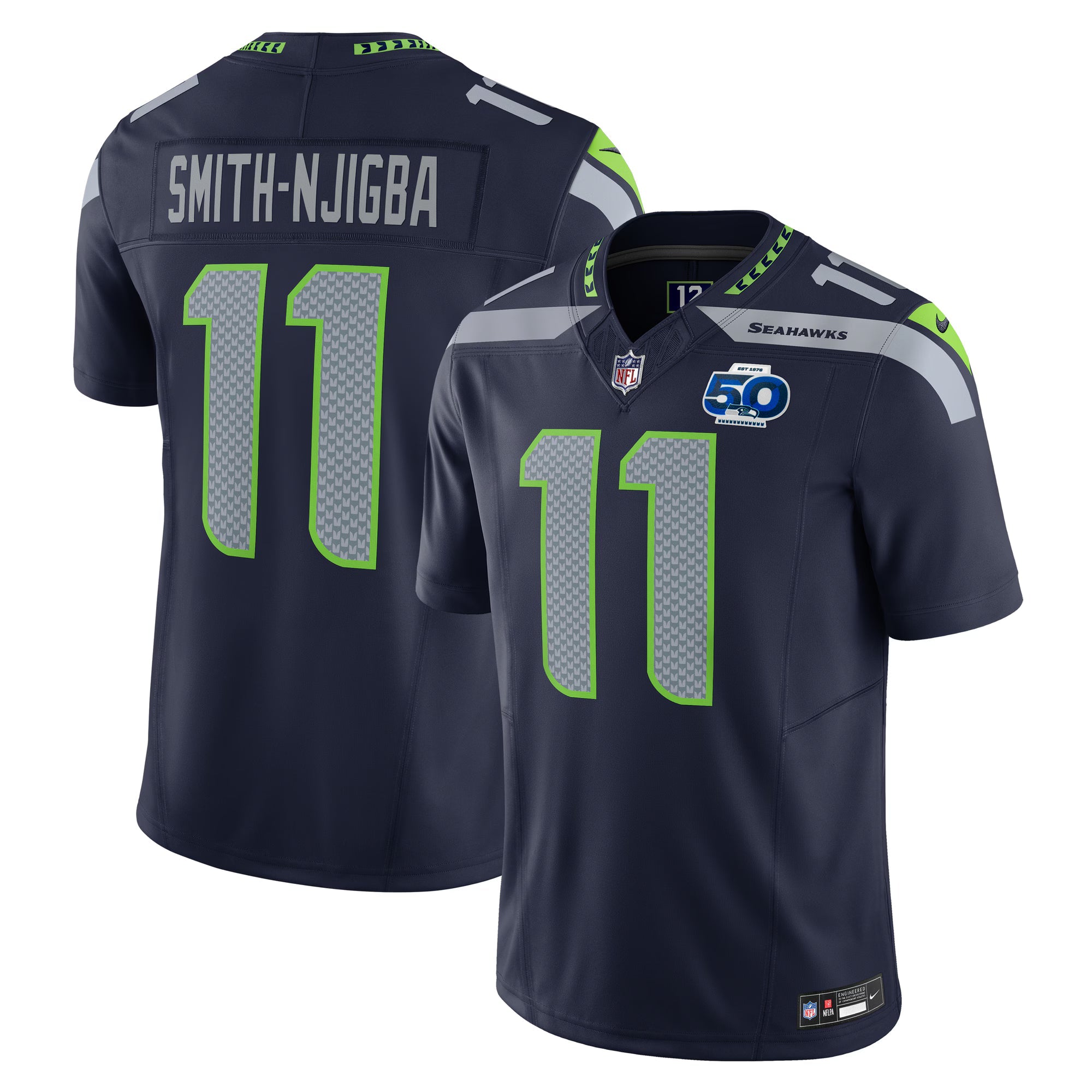 Seattle Seahawks Jaxon Smith-Njigba College Navy Team 50th Season Vapor F.U.S.E. Limited Jersey
