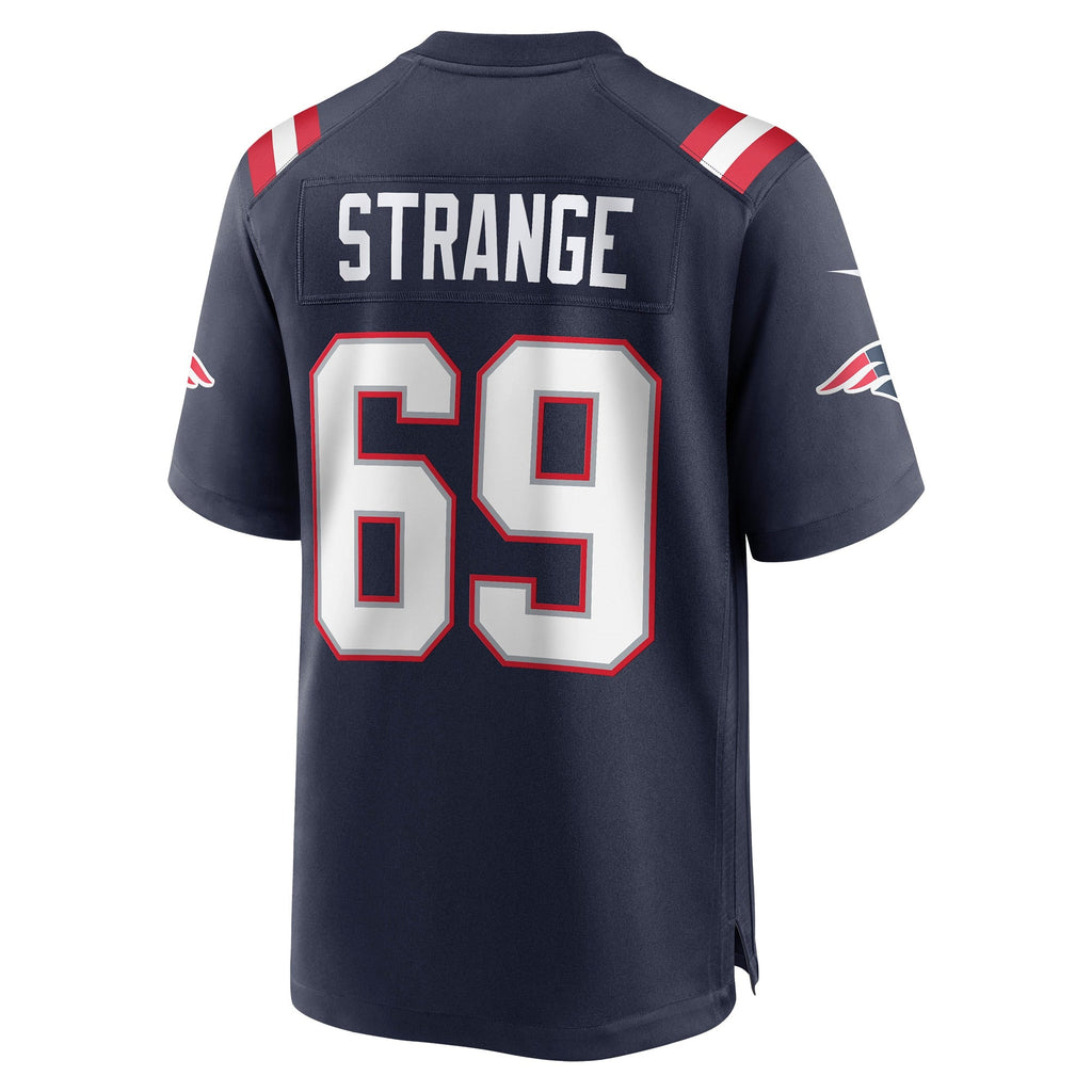 New England Patriots Cole Strange Navy Player Game Jersey