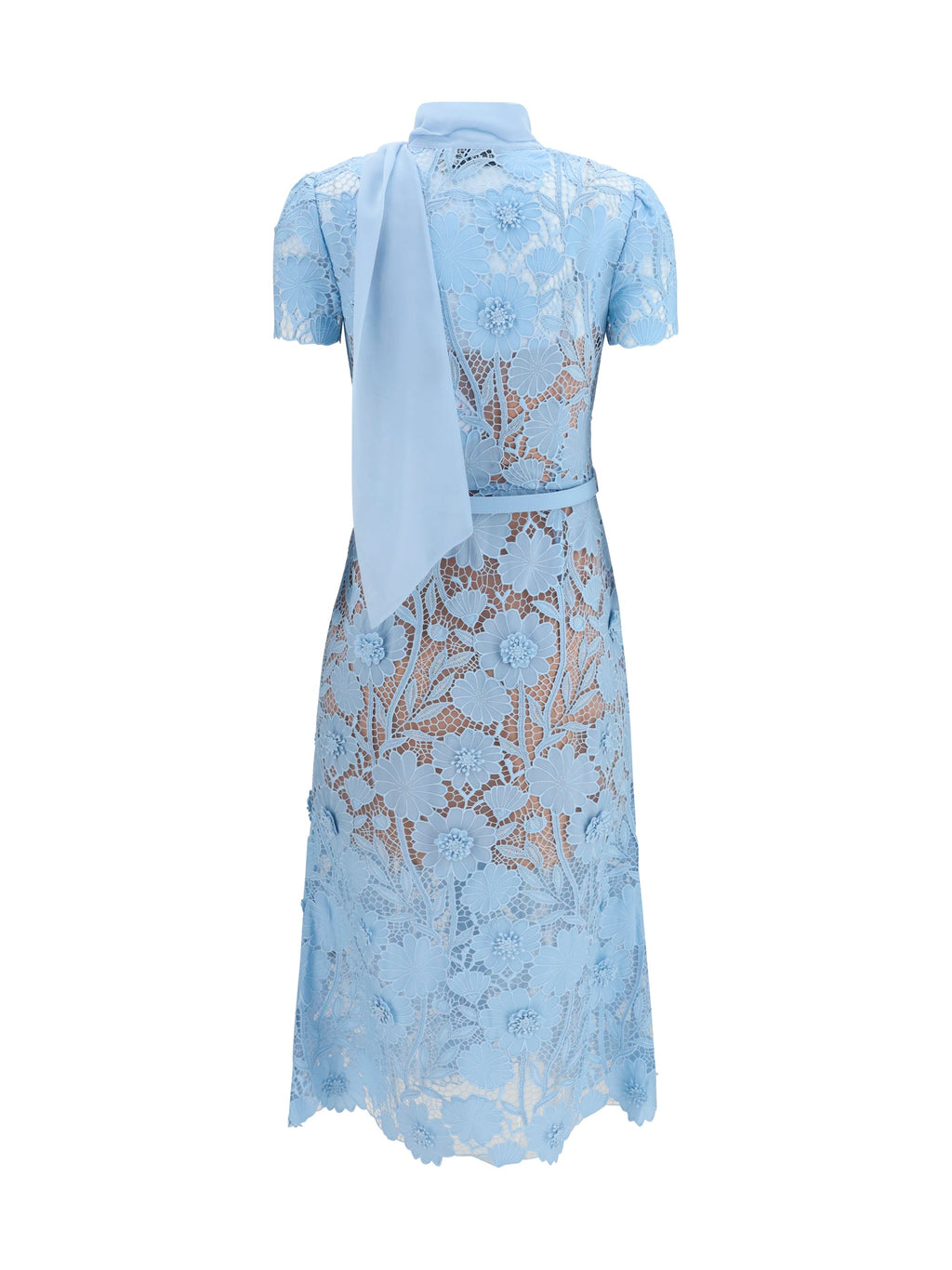 Self-Portrait Women Midi Lace Dress With Bow Collar