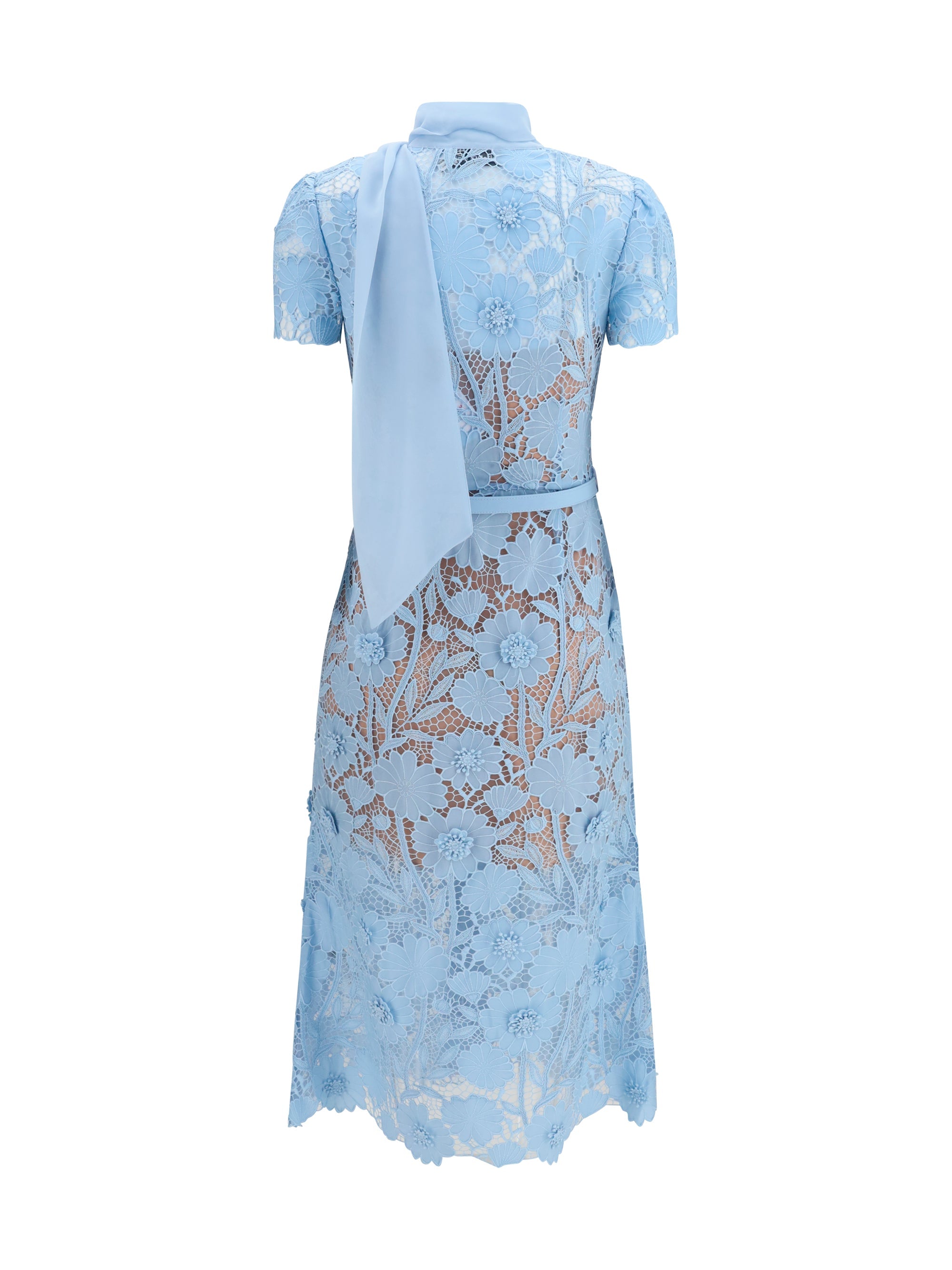 Self-Portrait Women Midi Lace Dress With Bow Collar