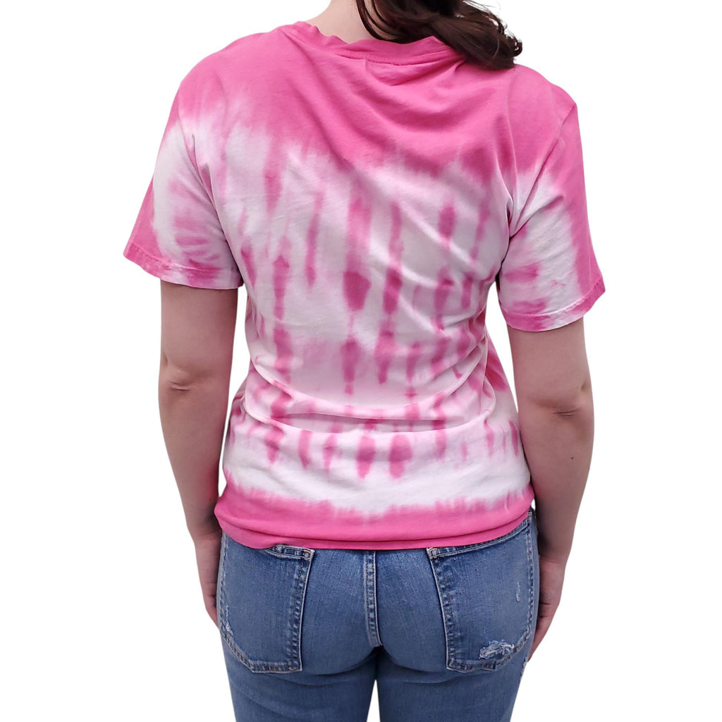 DEREK LAM 10 CROSBY PINK TIE-DYE RUCHED T-SHIRT - SIZE M