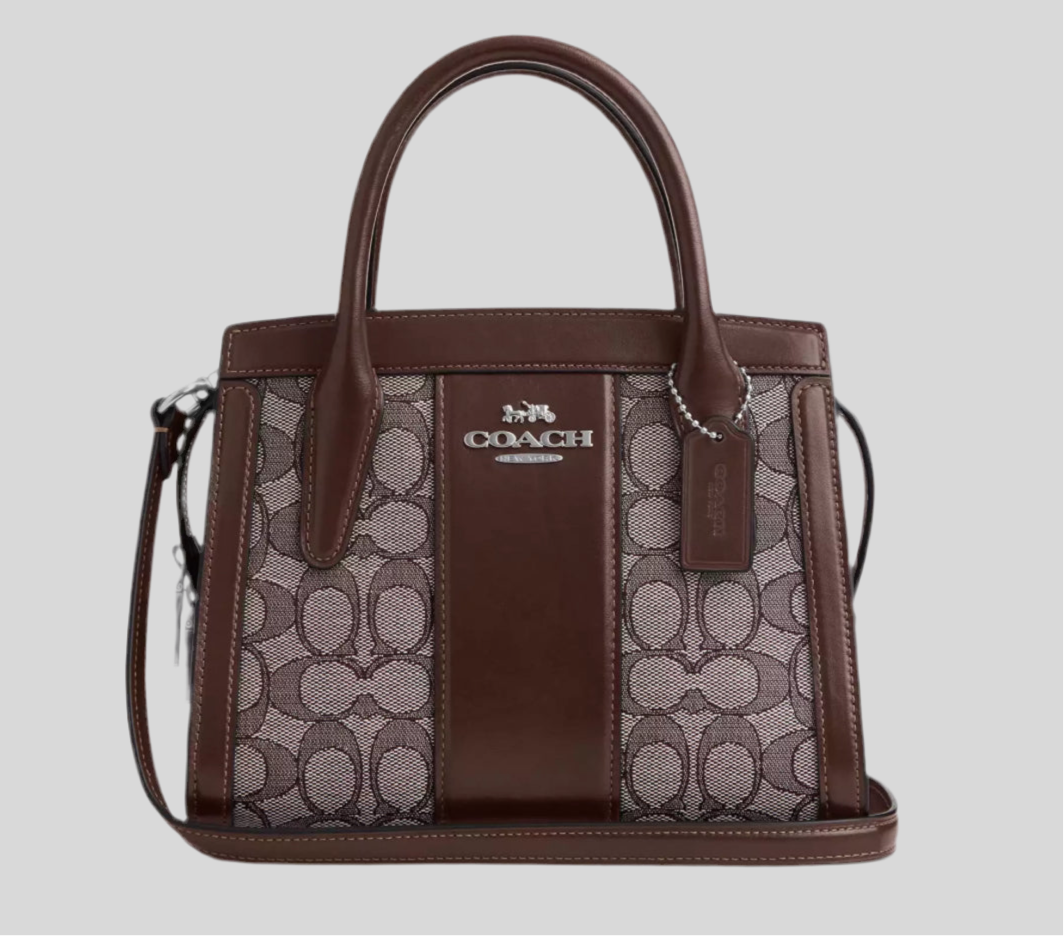 NWT Coach Andrea Carryall Bag In Signature Jacquard & Leather