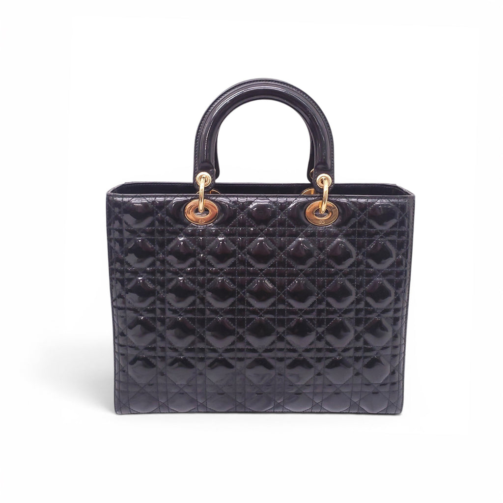 DIOR BLACK PATENT LADY DIOR BAG