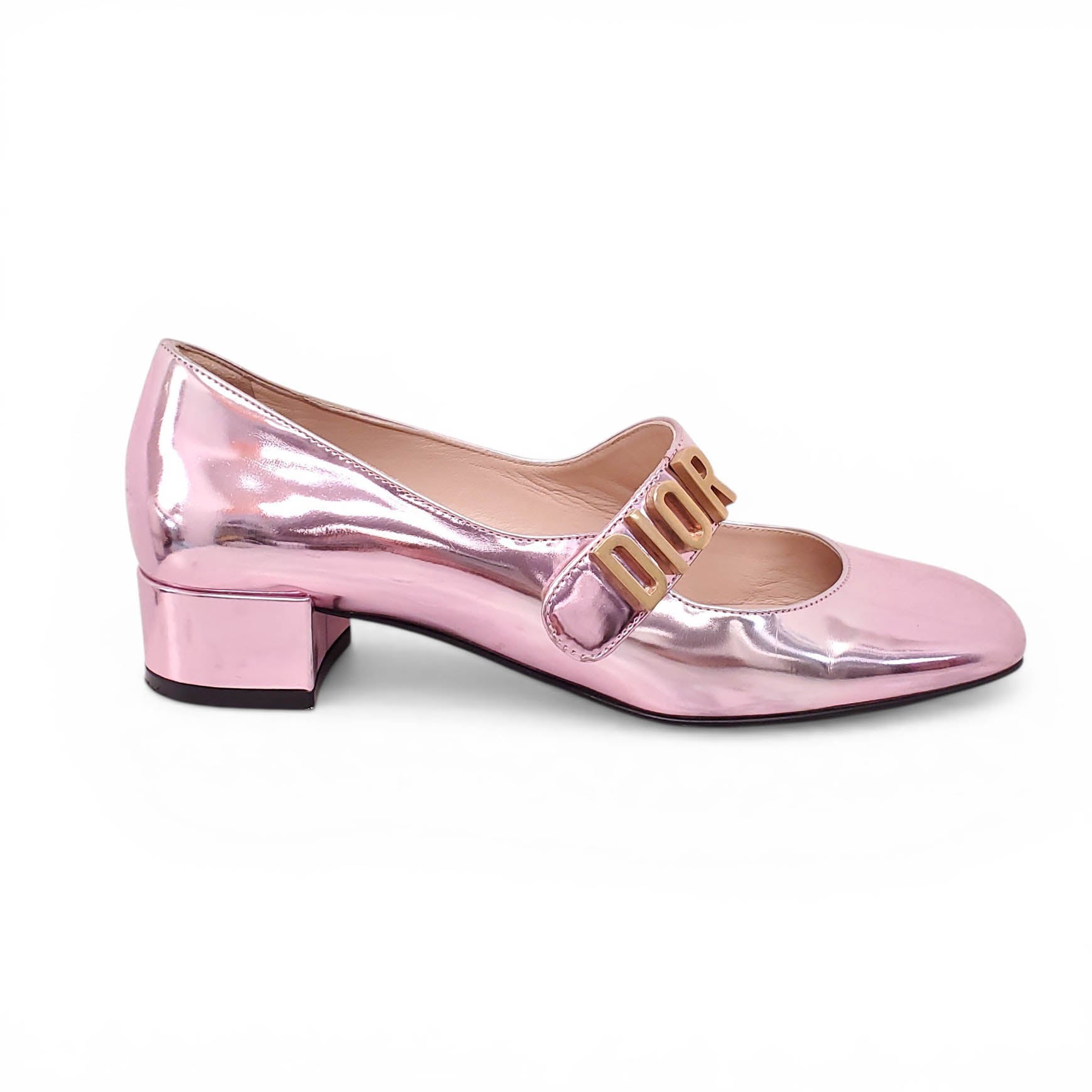 DIOR METALLIC PINK KITTEN HEELS - SIZE 35