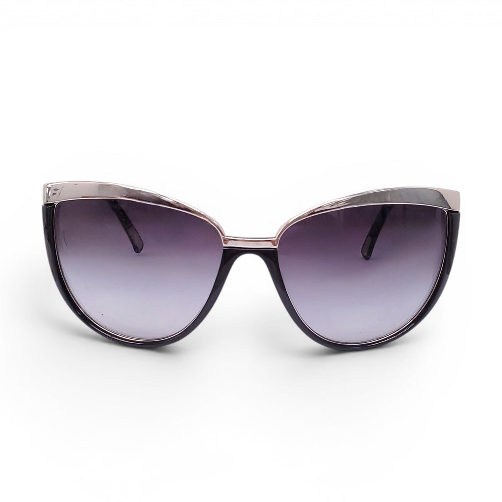 DOLCE & GABBANA BLACK AND SILVER FRAME CATEYE SUNGLASSES