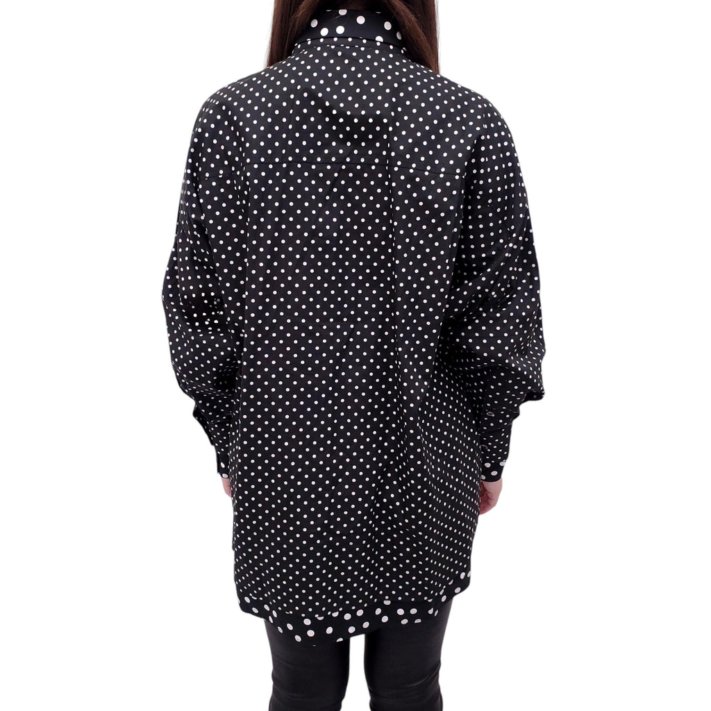 DOLCE & GABBANA BLACK AND WHITE POLKA DOT BLOUSE - SIZE 42