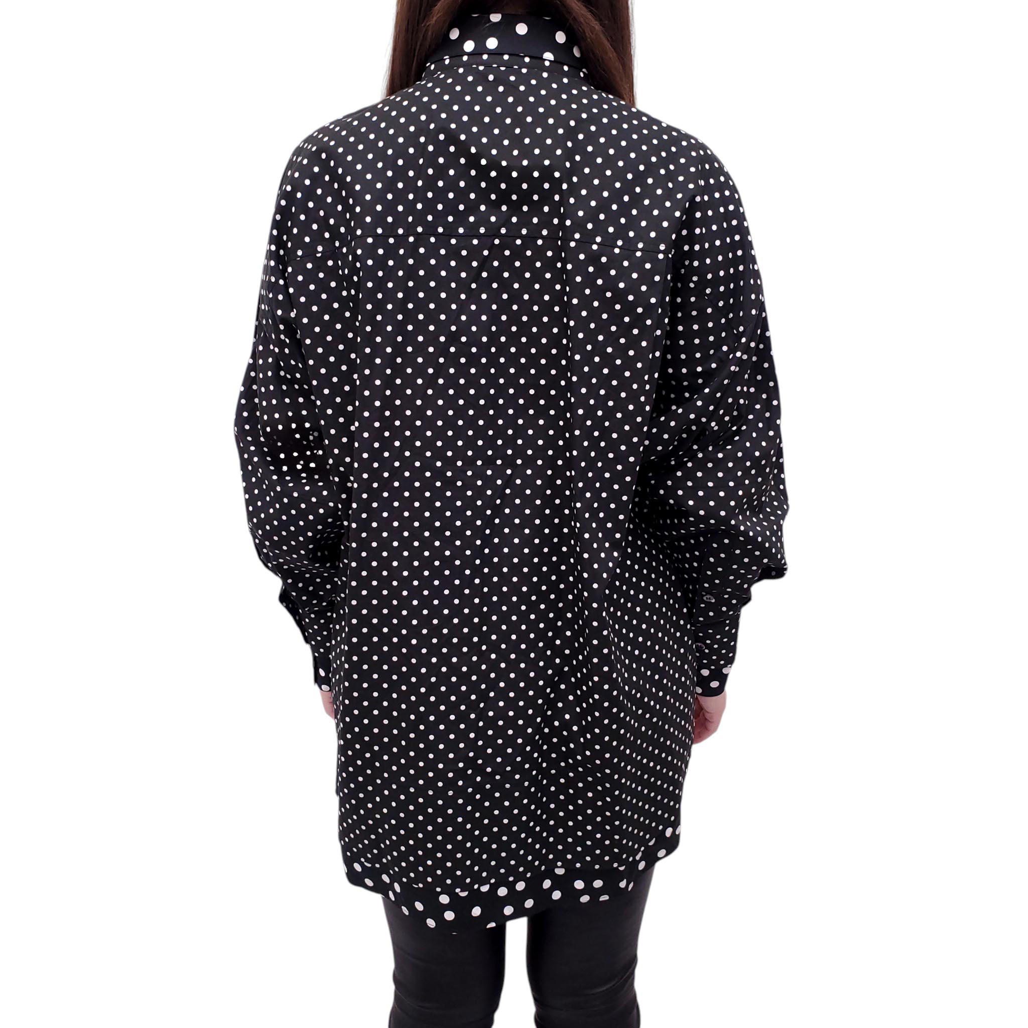 DOLCE & GABBANA BLACK AND WHITE POLKA DOT BLOUSE - SIZE 42