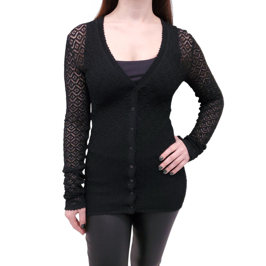 DOLCE & GABBANA BLACK CROCHET CARDIGAN - SIZE S
