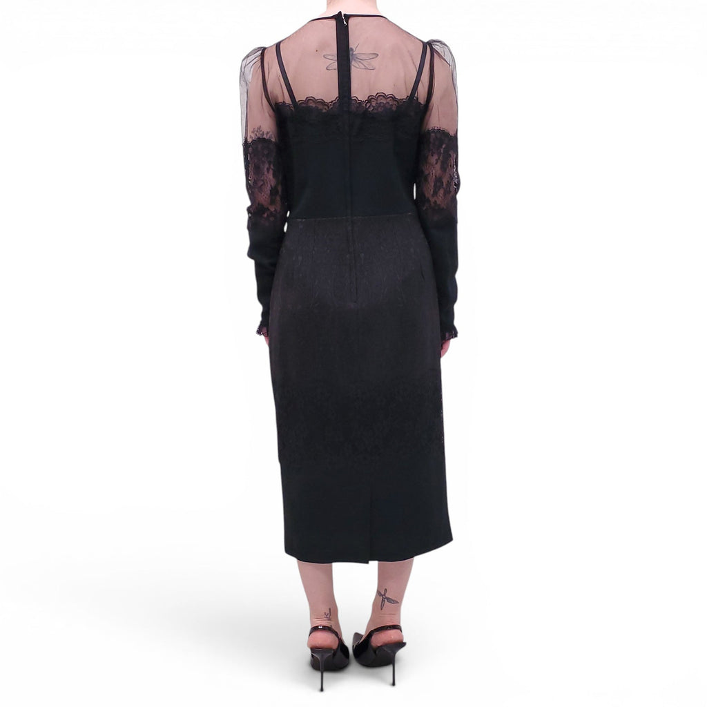 DOLCE & GABBANA BLACK LACE AND MESH DRESS - SIZE 46
