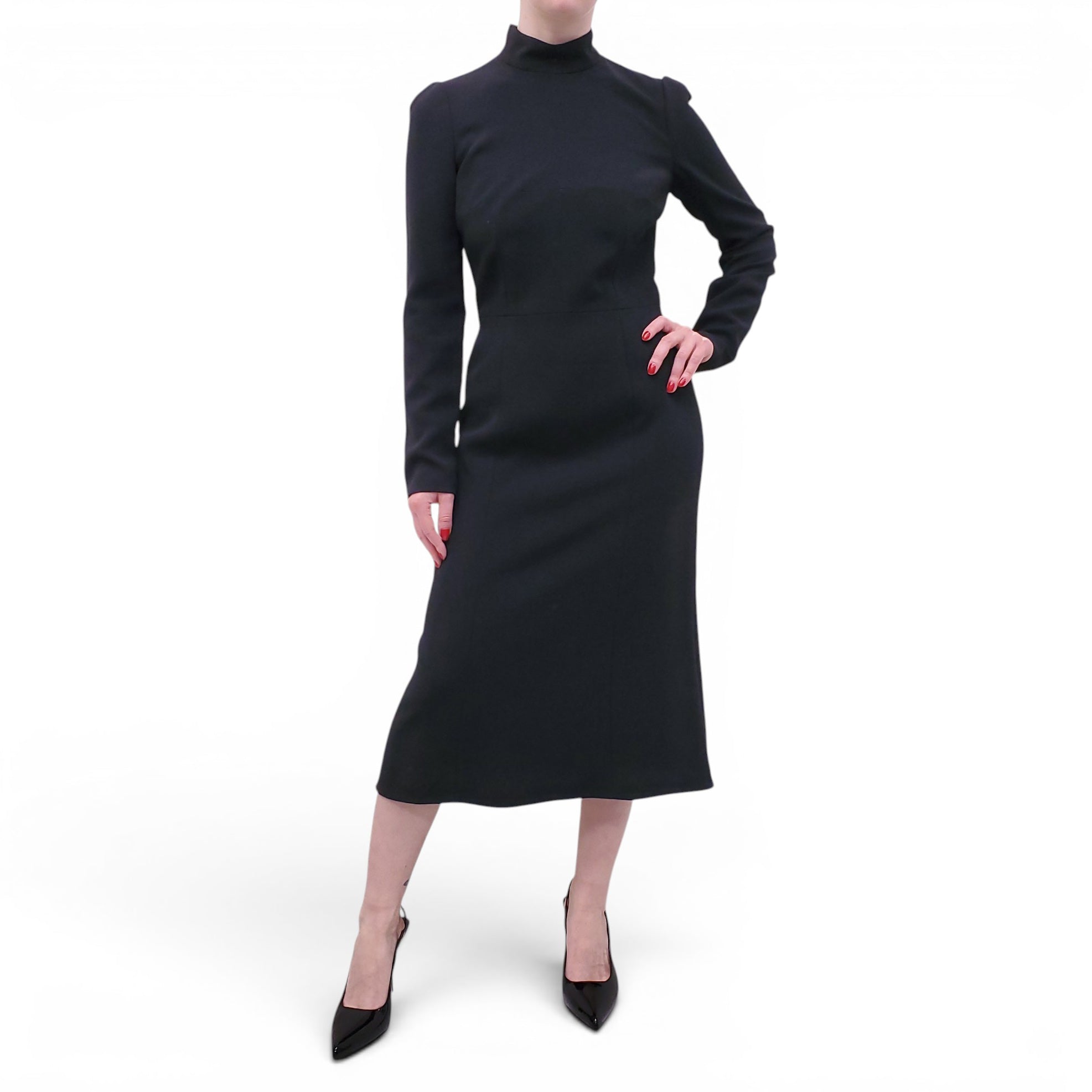 DOLCE & GABBANA BLACK TURTLENECK DRESS - SIZE 44