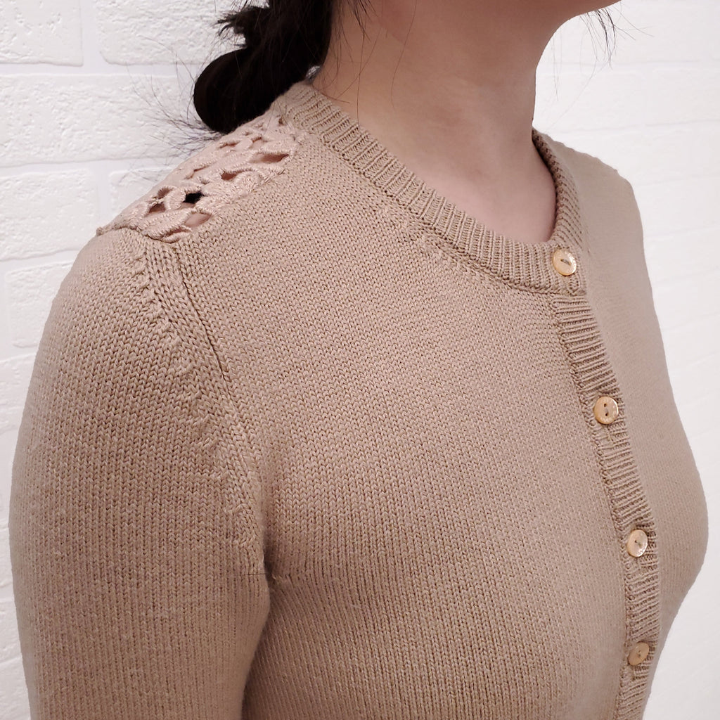 DOLCE & GABBANA BLUSH CARDIGAN WITH LACE DETAIL BACK - SIZE 40