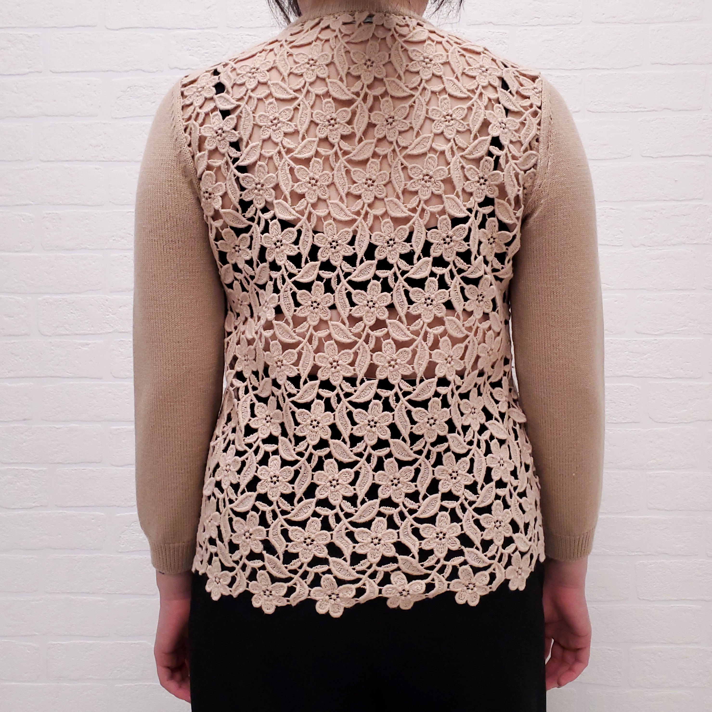 DOLCE & GABBANA BLUSH CARDIGAN WITH LACE DETAIL BACK - SIZE 40