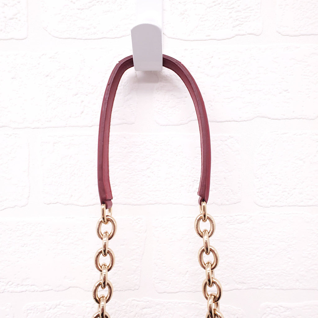 DOLCE & GABBANA BURGUNDY VELVET SHOULDER BAG WITH CRYSTAL EMBLEM