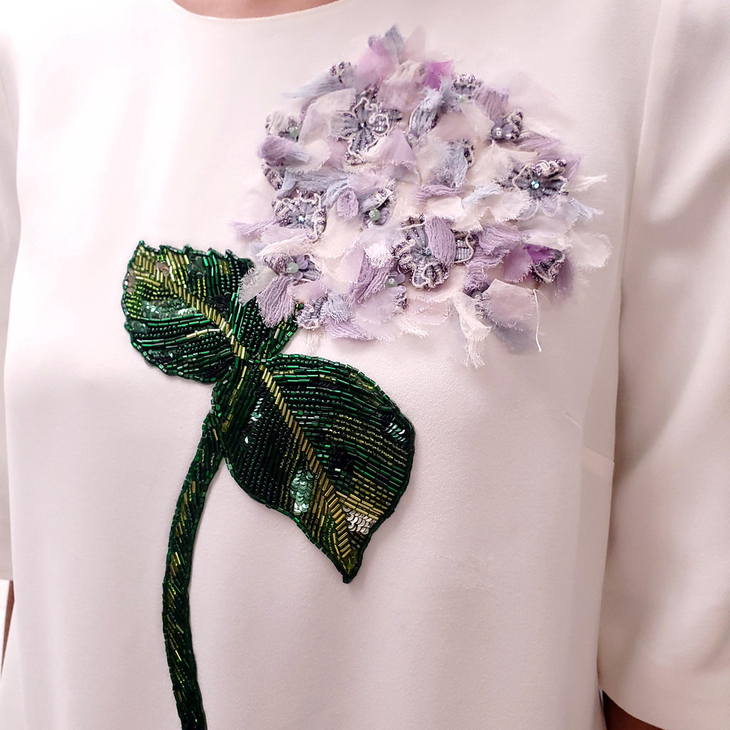 DOLCE & GABBANA CREAM FLORAL CRYSTAL DRESS - SIZE 46