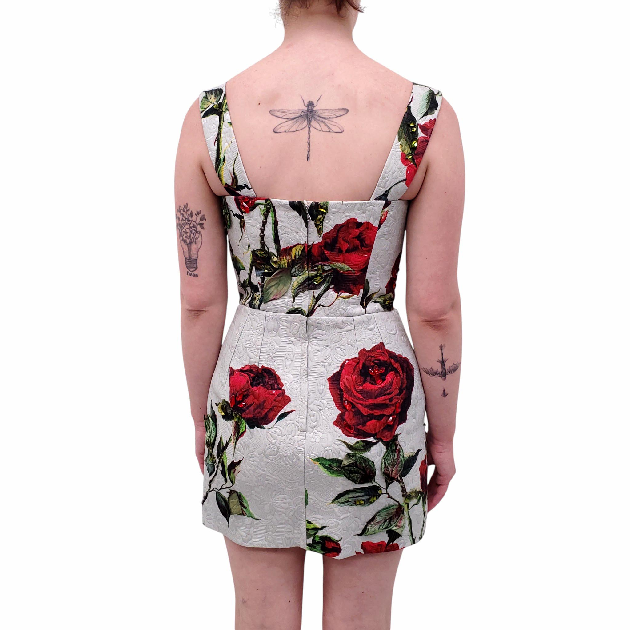 DOLCE & GABBANA FLORAL 3D CRYSTAL EMBROIDERED DRESS - SIZE 40