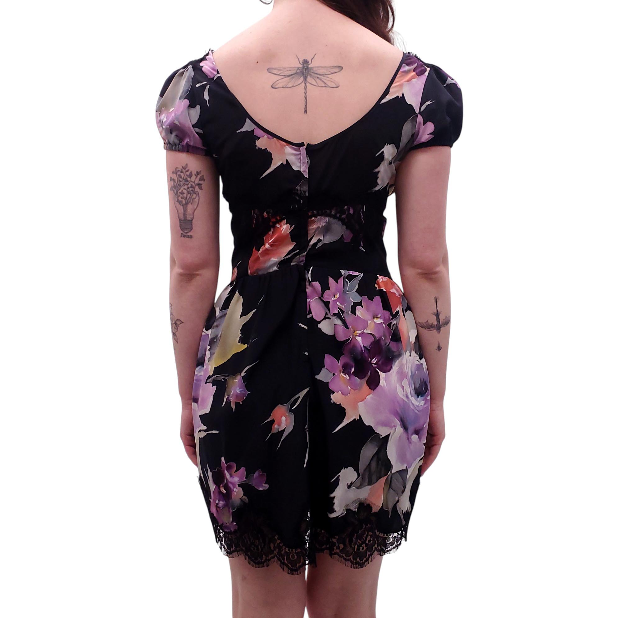 DOLCE & GABBANA FLORAL LACE MINI DRESS - SIZE 40
