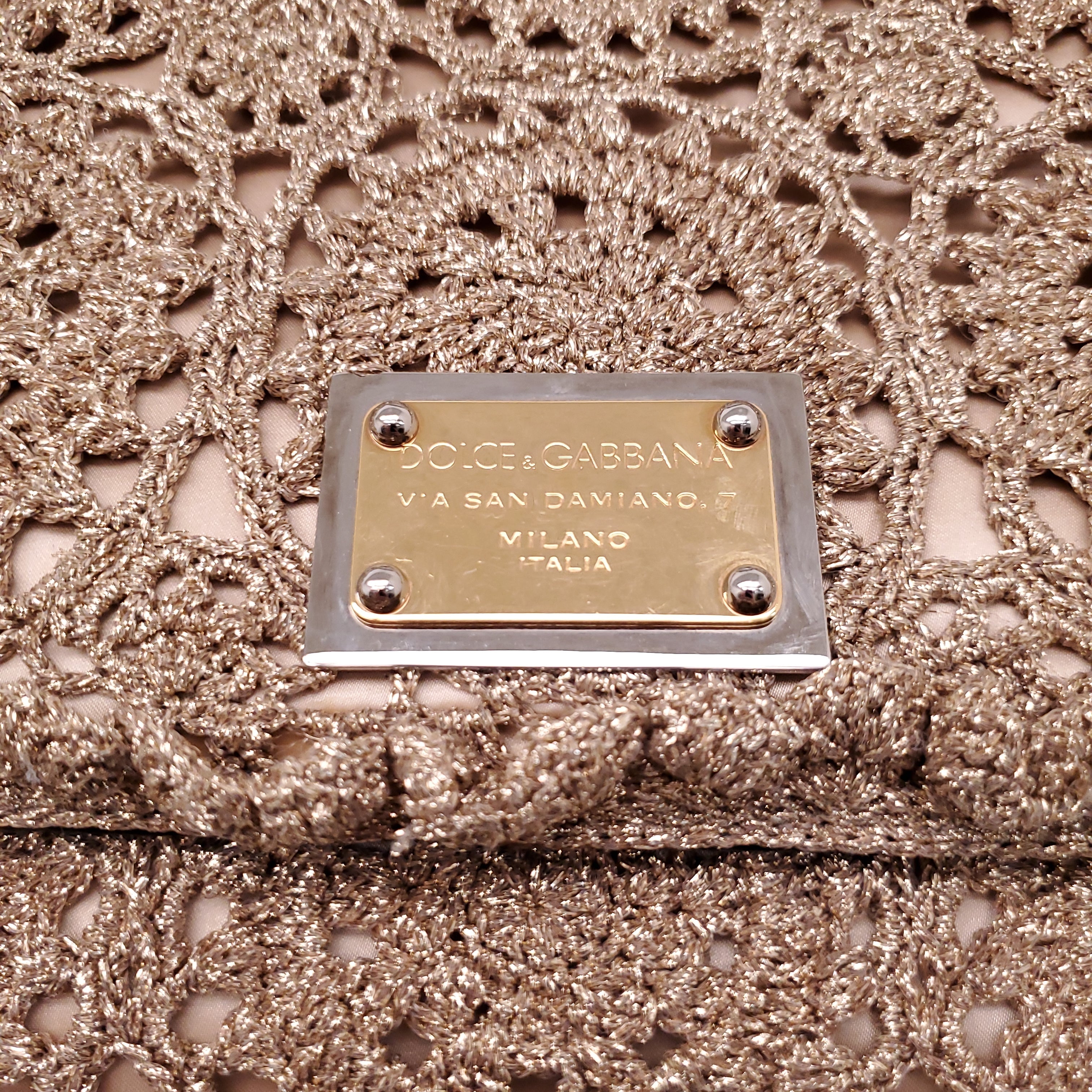 DOLCE & GABBANA GOLD CROCHET SICILY BAG