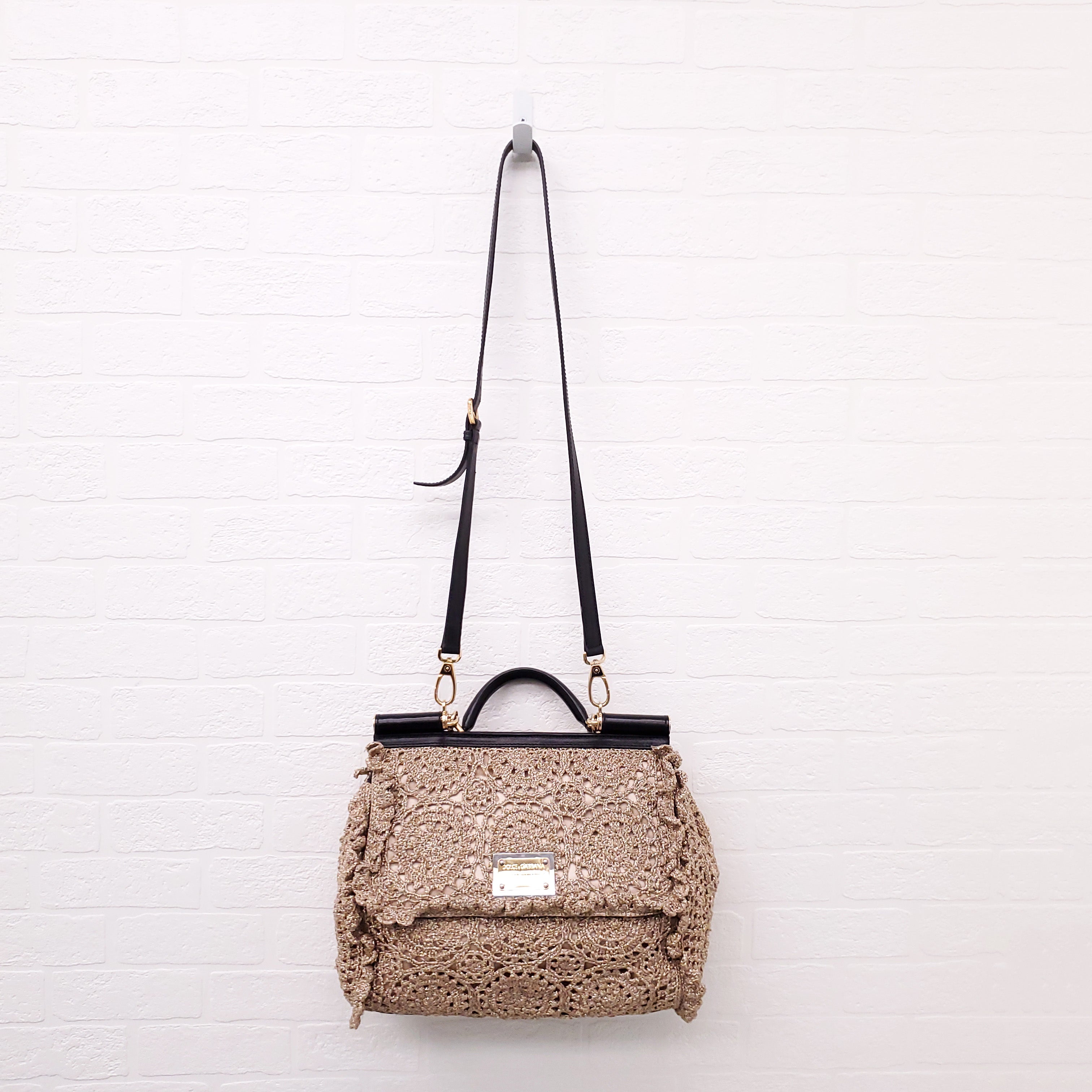 DOLCE & GABBANA GOLD CROCHET SICILY BAG
