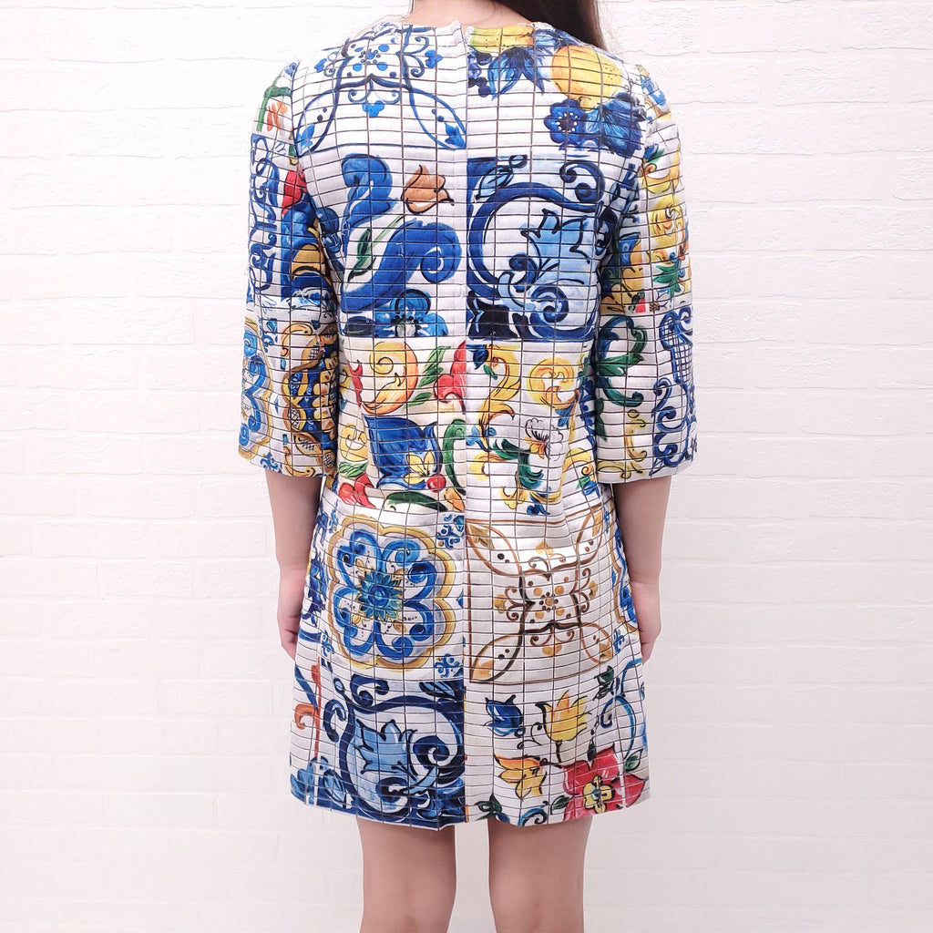 DOLCE & GABBANA LEMON MAJOLICA PRINT DRESS - SIZE 38
